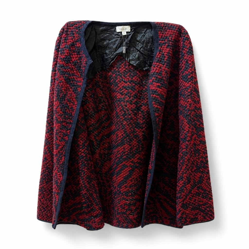 Red and Black Tweed Open-front Jacket - pre-loved at Why Go Less, Lebanon (2)