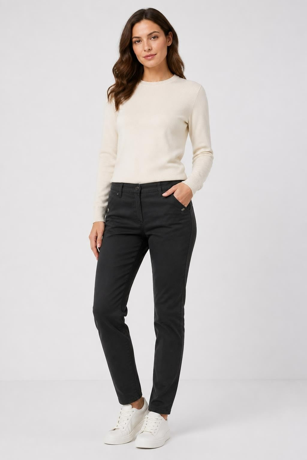 Extenso Black Slim Trousers with Belt - pre-loved at Why Go Less, Lebanon