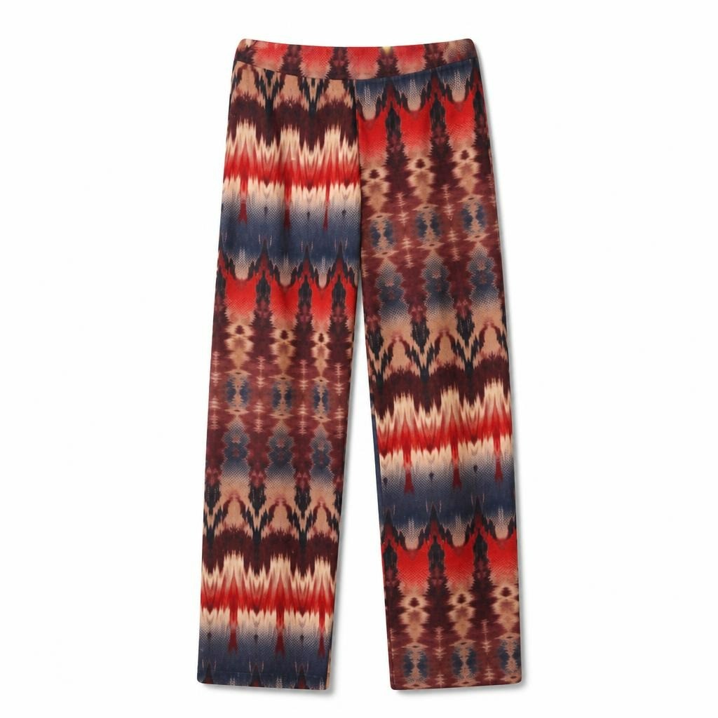 Ikat Print Wide-leg Pants, Multicolor, Bold Pattern - pre-loved at Why Go Less, Lebanon (2)