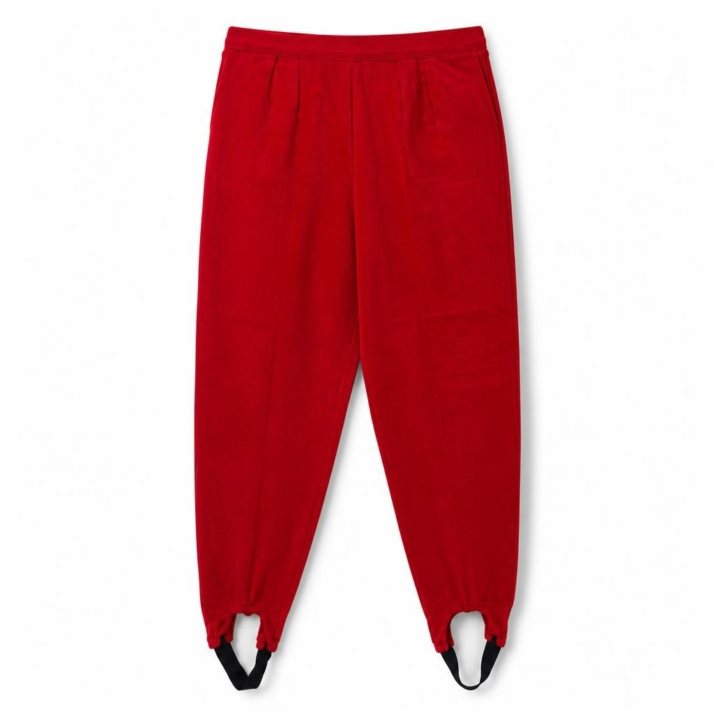 Red Ribbed Stirrup Pants, Vintage Style - pre-loved at Why Go Less, Lebanon (2)