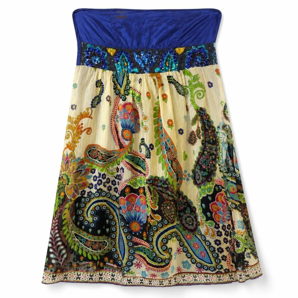 Colorful Paisley Sequin Waist Boho Skirt - pre-loved at Why Go Less, Lebanon (2)