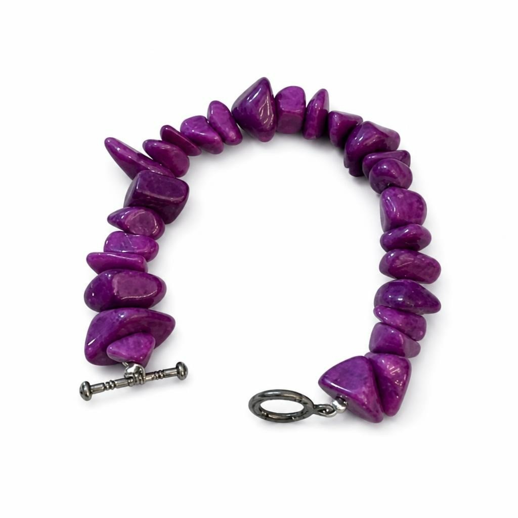 Purple Stone Chip Bracelet Toggle Clasp - pre-loved at Why Go Less, Lebanon