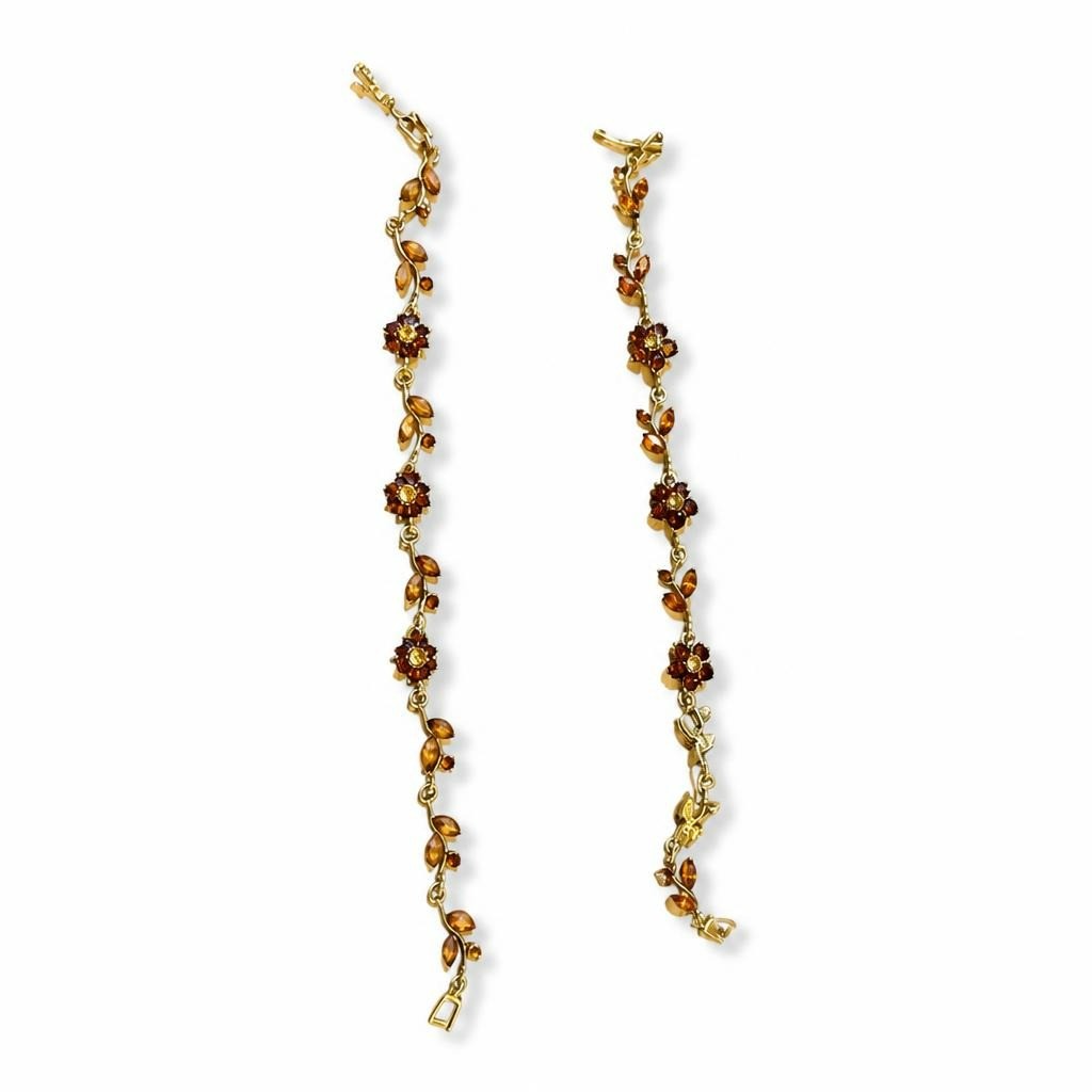 Gold Floral Chain Bracelet Amber Stones Set 2 - pre-loved at Why Go Less, Lebanon