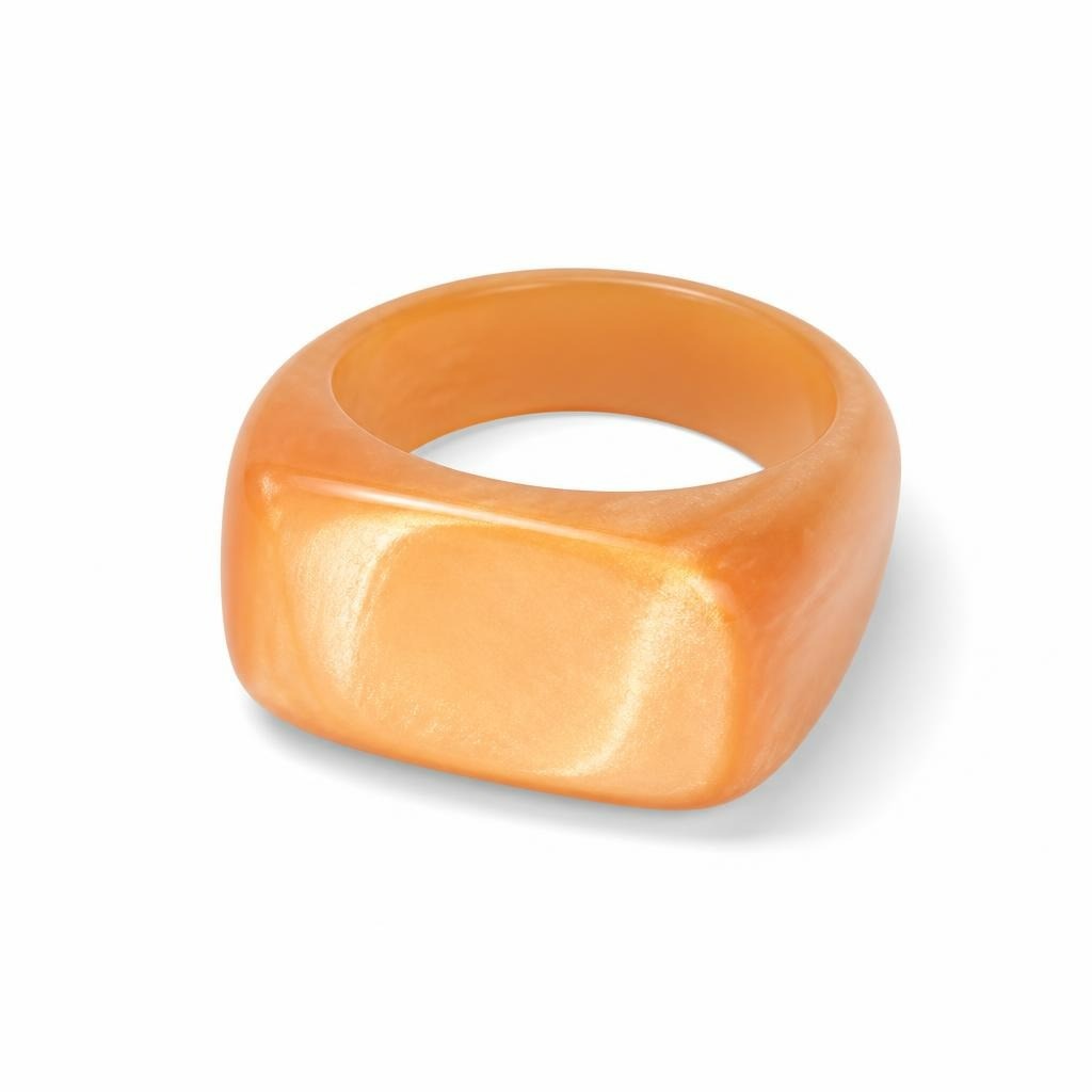 Orange Translucent Wide Band Resin Ring Chunky - pre-loved at Why Go Less, Lebanon