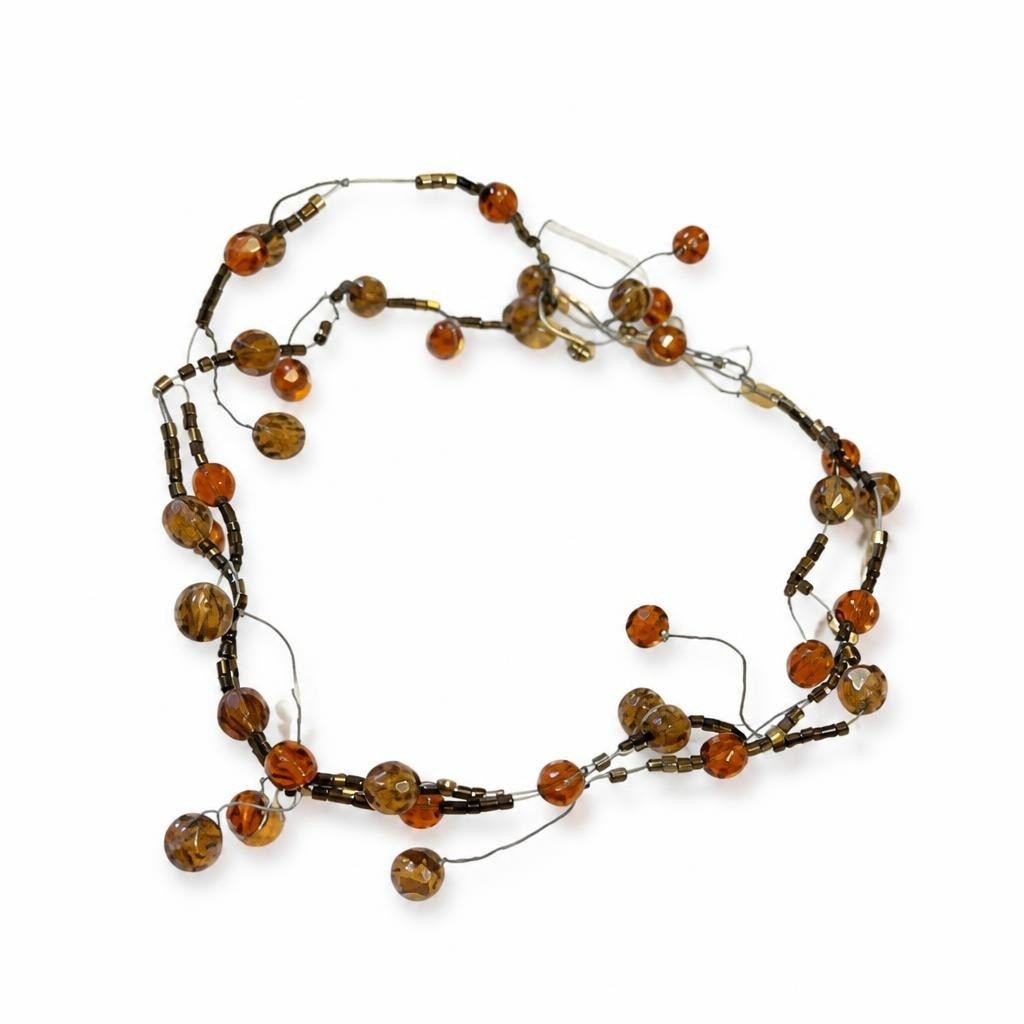 Amber Beaded Wire Wrap Necklace Multi-strand - pre-loved at Why Go Less, Lebanon