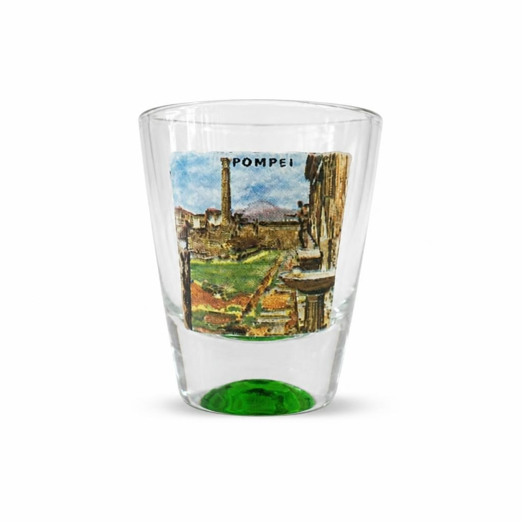 Pompei Italy Souvenir Shot Glass Green Base - pre-loved at Why Go Less, Lebanon
