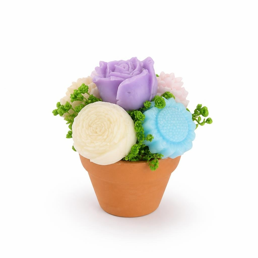 Soap Flower Bouquet in Terracotta Pot, Mixed Colors - new at Why Go Less, Lebanon