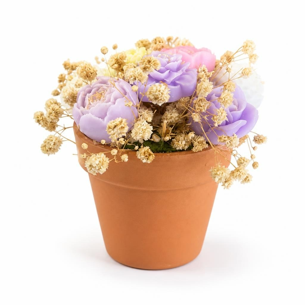 Dried Flower Bouquet Terracotta Pot, Purple Pink - new at Why Go Less, Lebanon