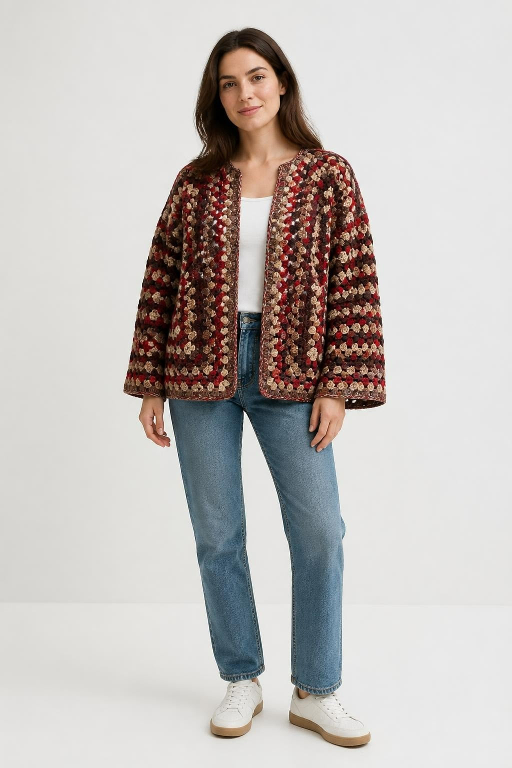 Handmade Crochet Granny Square Cardigan, Multicolor - new at Why Go Less, Lebanon