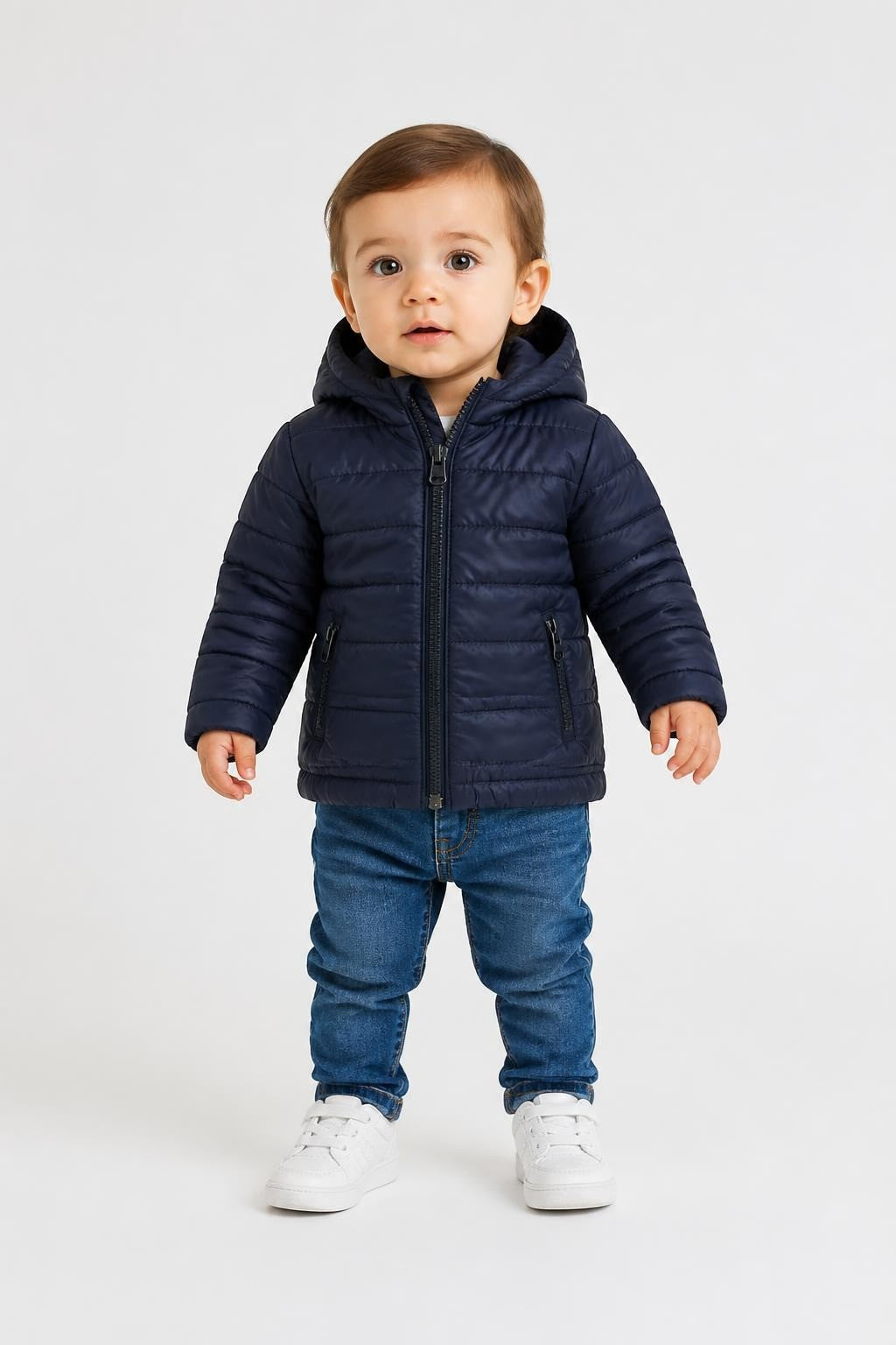 Navy Blue Hooded Puffer Jacket Toddler 12-18 Months - pre-loved at Why Go Less, Lebanon