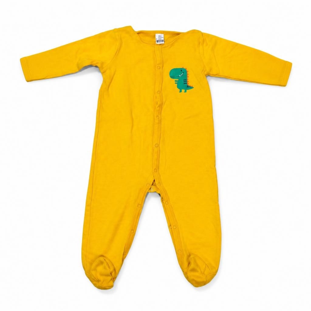 Carter's Yellow Dinosaur Baby Romper Sleepsuit - pre-loved at Why Go Less, Lebanon