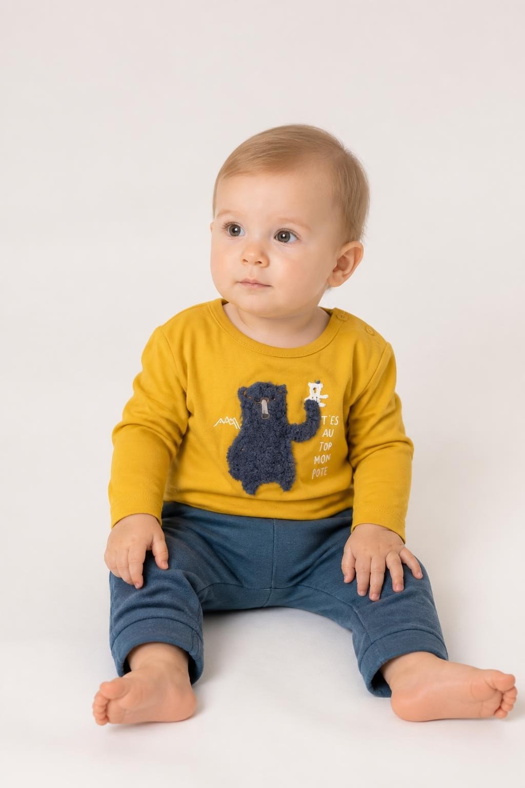 Yellow Long-sleeve Tee Monster Print, Baby - pre-loved at Why Go Less, Lebanon