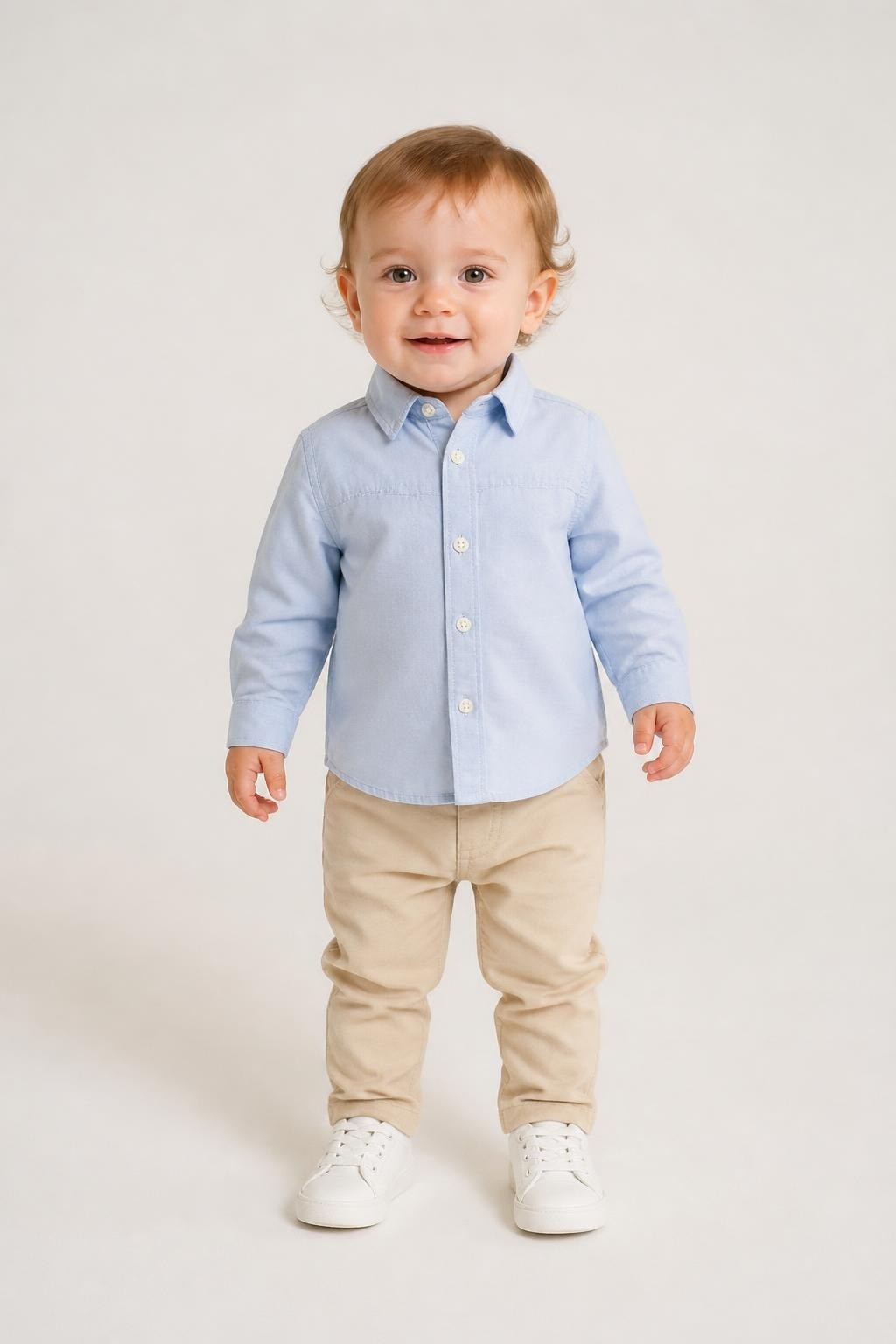 Zara Baby Blue Oxford Long-sleeve Shirt 9/12m - pre-loved at Why Go Less, Lebanon