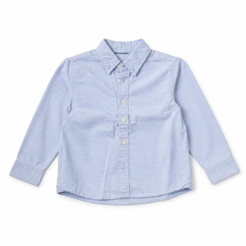 Zara Baby Blue Oxford Long-sleeve Shirt 9/12m - pre-loved at Why Go Less, Lebanon