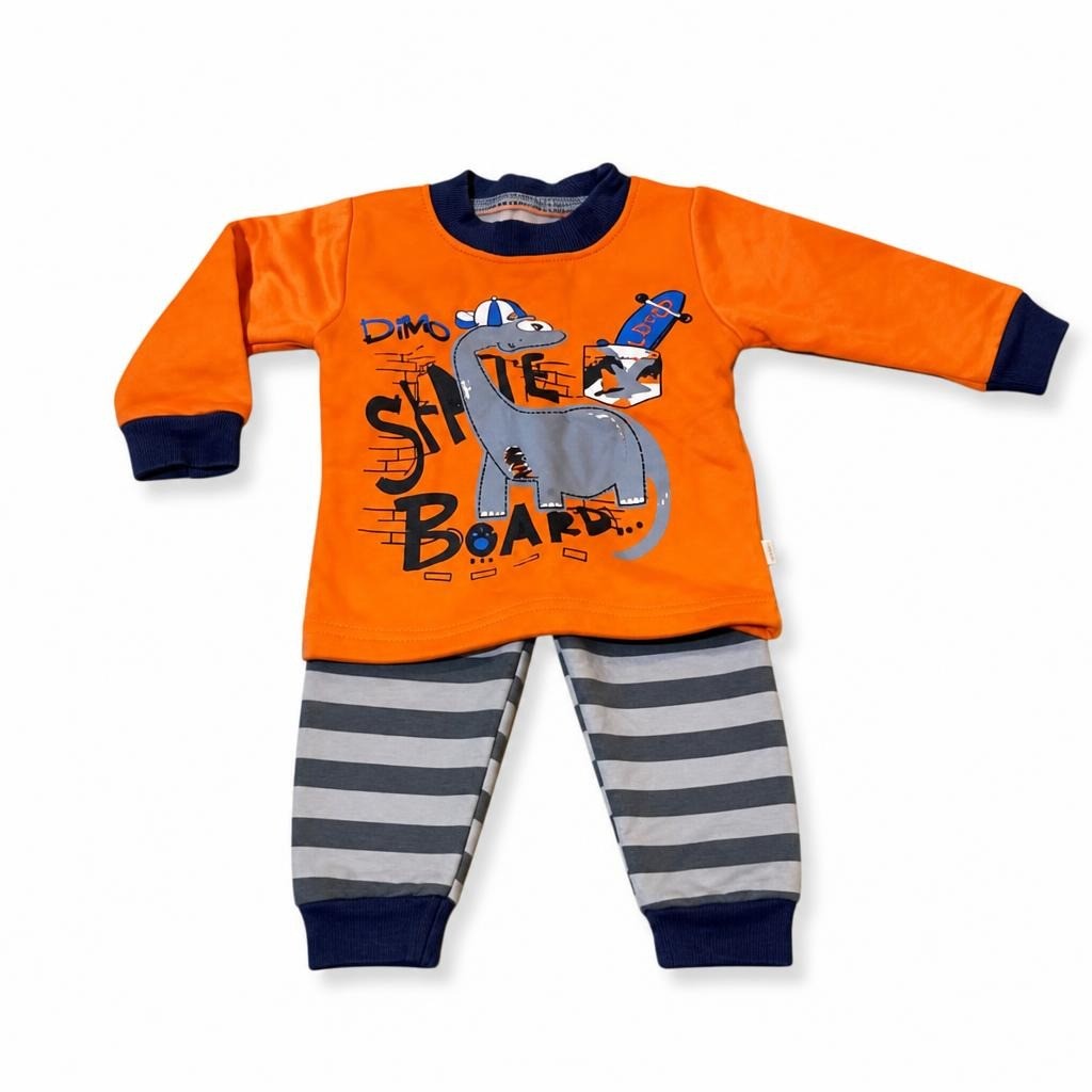 Dino Skateboard Orange Pyjama Set 65/80 - pre-loved at Why Go Less, Lebanon