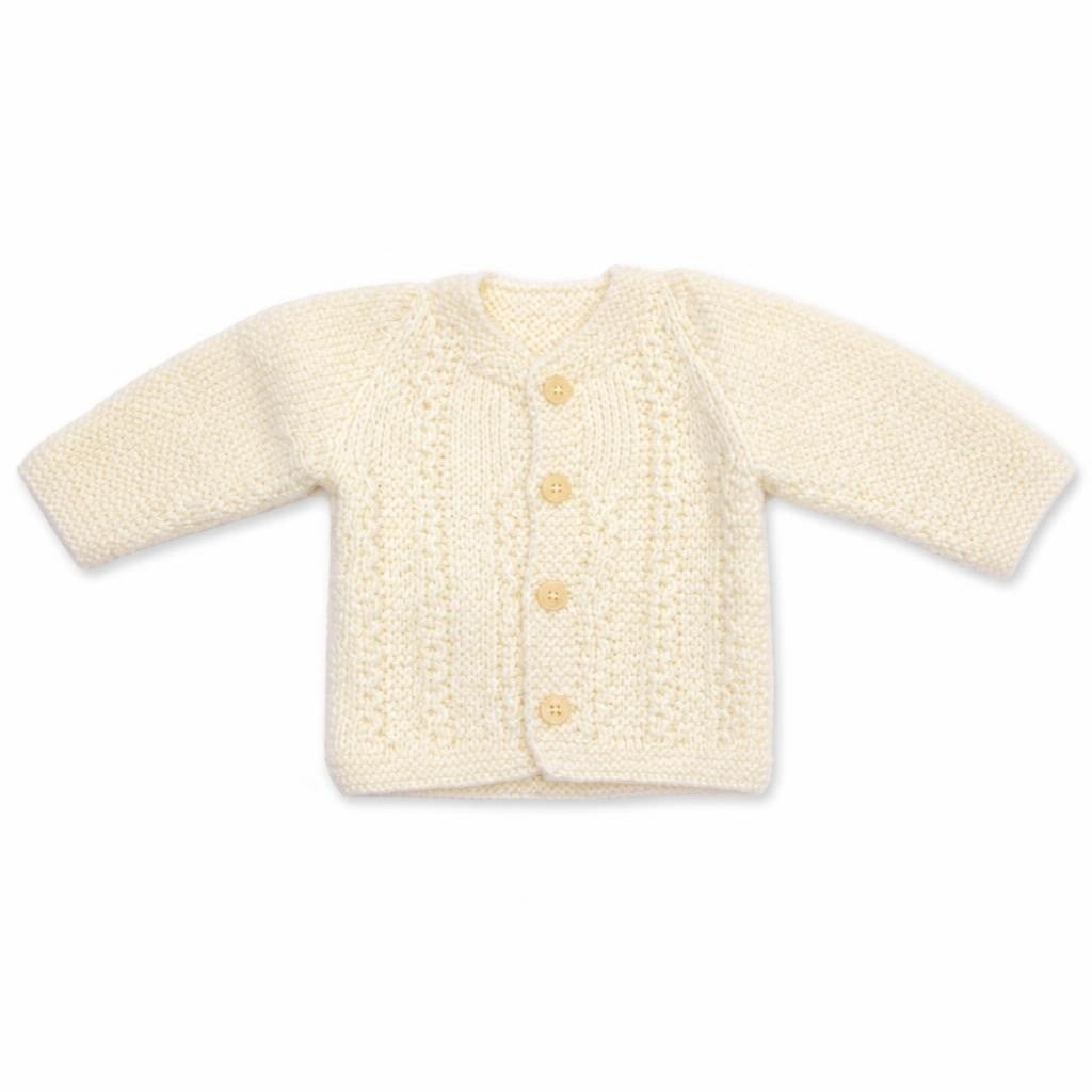Hand-knit Cream Baby Cardigan, Small Baby Size - pre-loved at Why Go Less, Lebanon