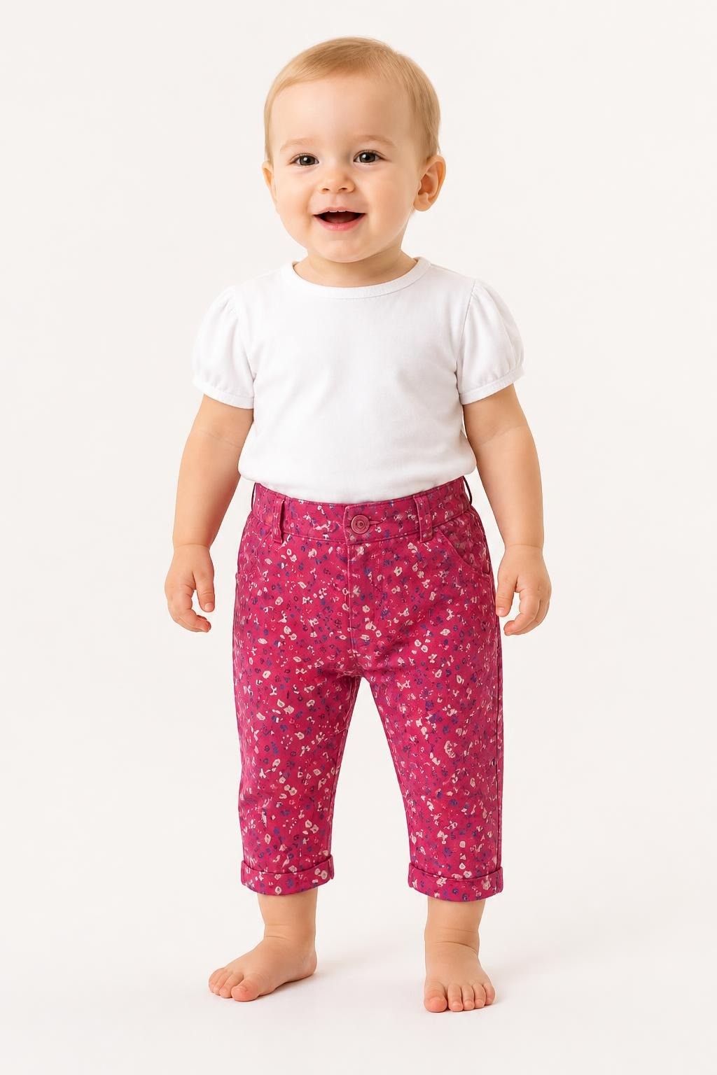 Sergent Major Pink Floral Baby Trousers - pre-loved at Why Go Less, Lebanon