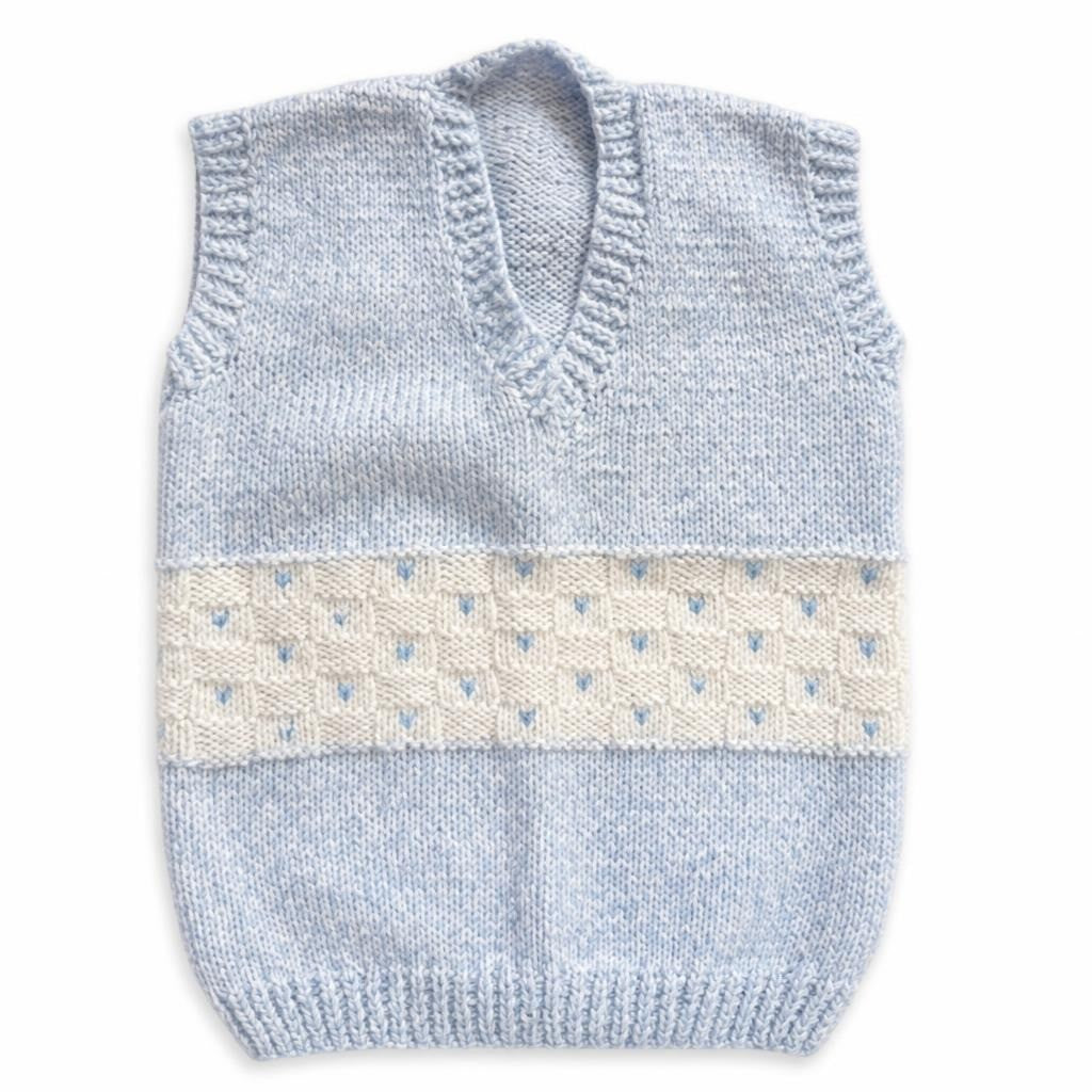 Knit Sleeveless Vest, Baby Blue, Handmade - pre-loved at Why Go Less, Lebanon