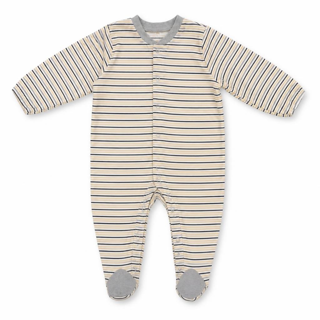 Striped Footed Sleepsuit, White/navy, Baby - pre-loved at Why Go Less, Lebanon