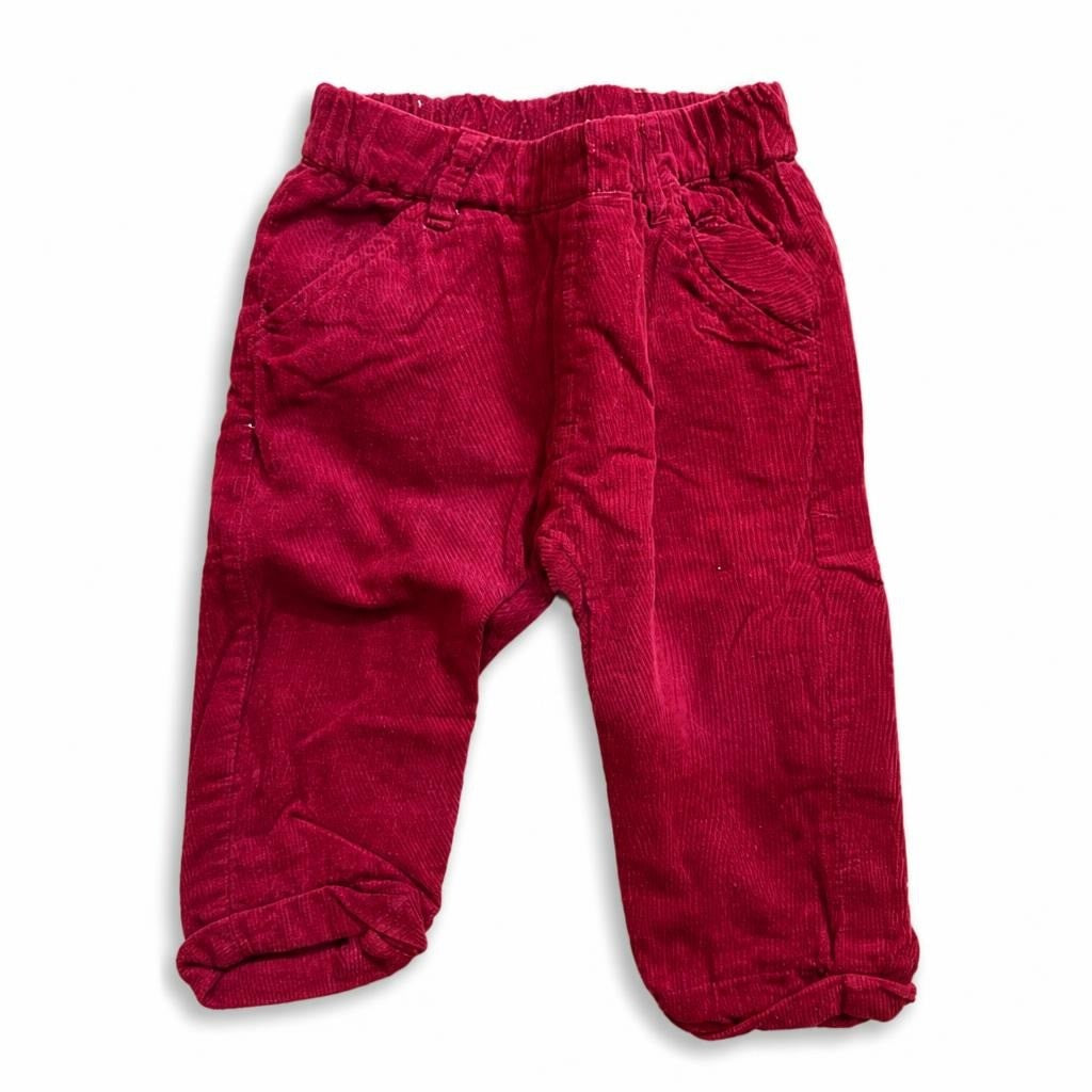 Red Corduroy Baby Pants, Elastic Waist - pre-loved at Why Go Less, Lebanon
