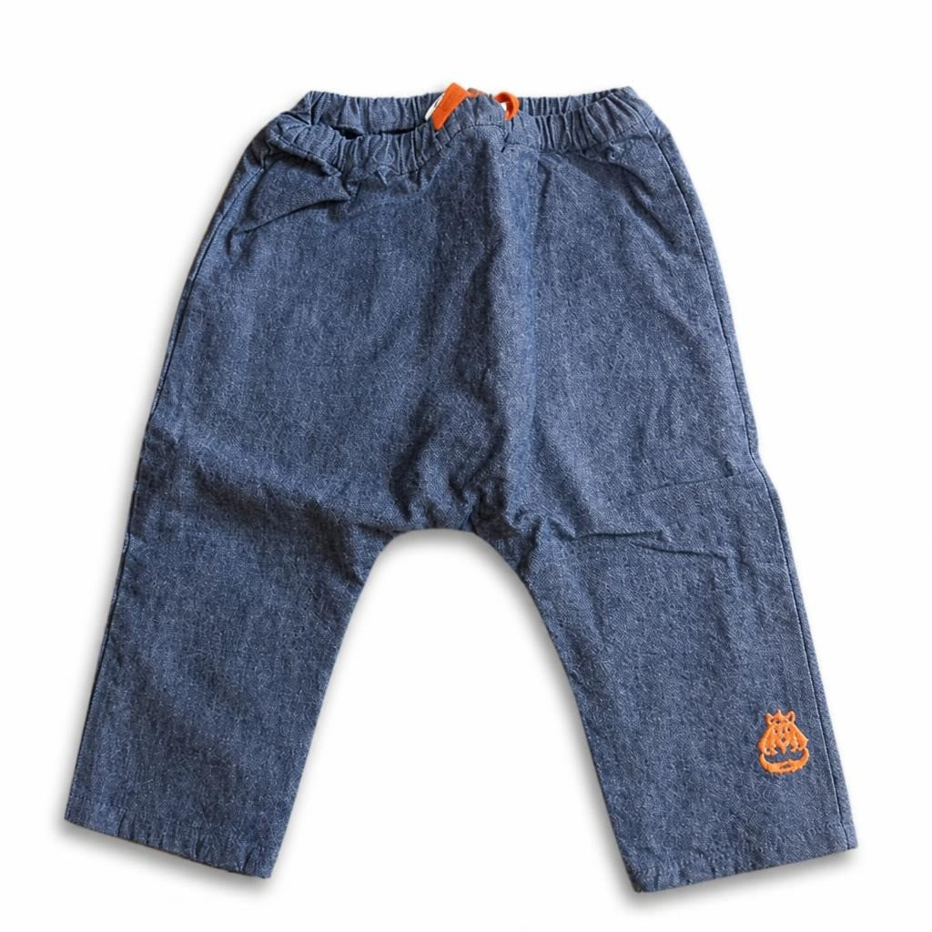 Petit Bateau Baby Blue Pants Orange Detail - pre-loved at Why Go Less, Lebanon