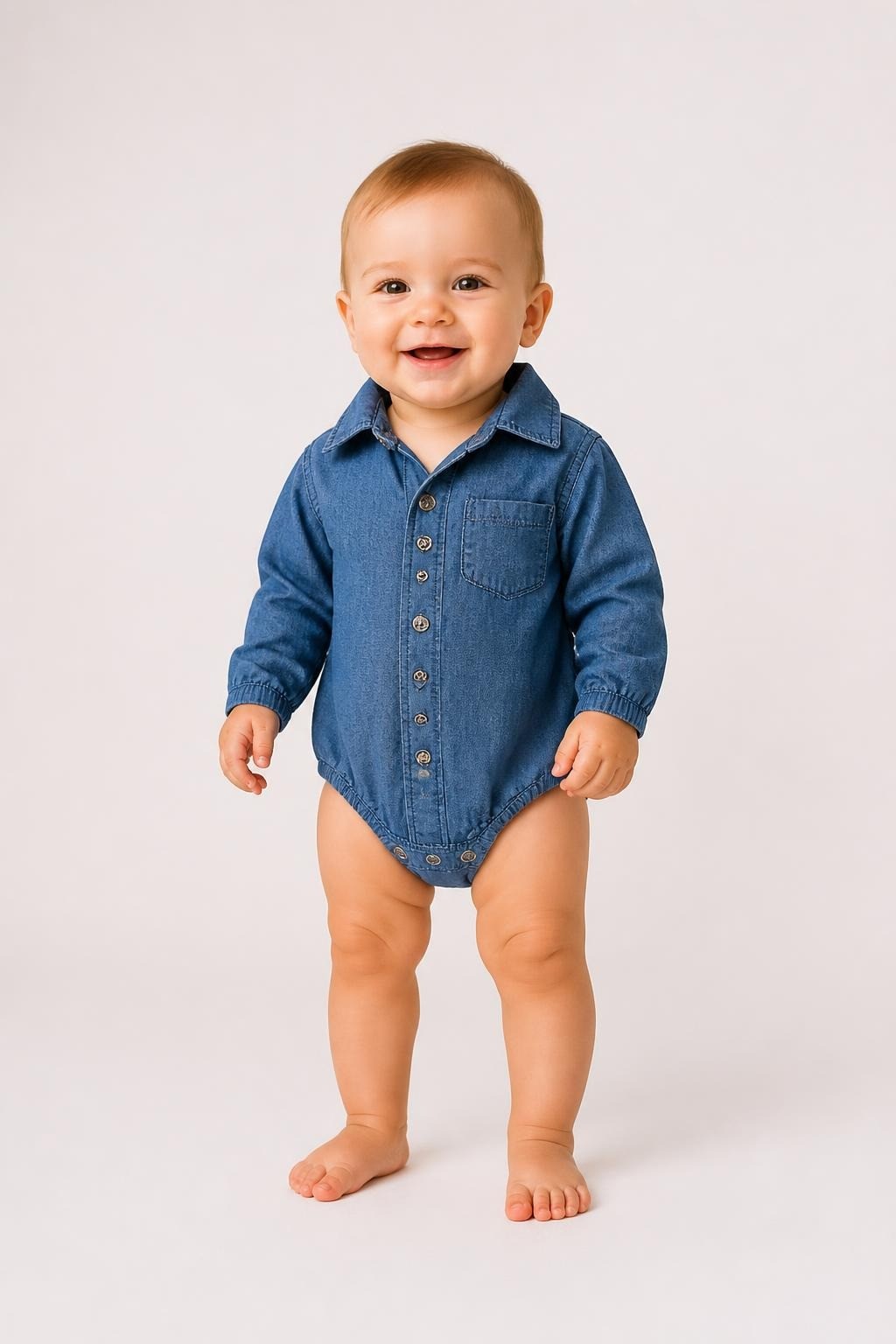 Carter's Denim Bodysuit Shirt Blue 12M - pre-loved at Why Go Less, Lebanon
