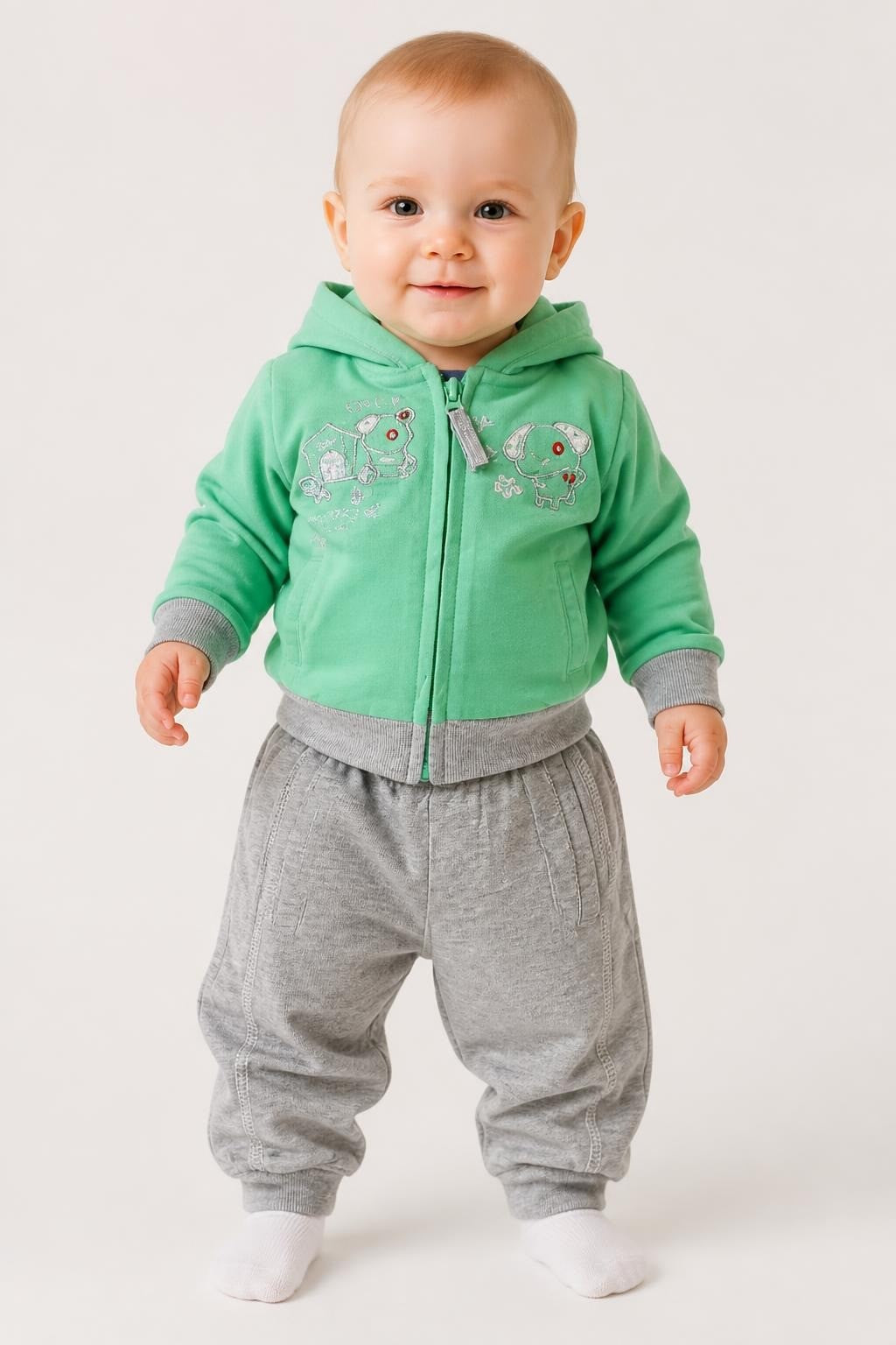 Hansez Baby Green Hoodie Tracksuit 11-18m - pre-loved at Why Go Less, Lebanon