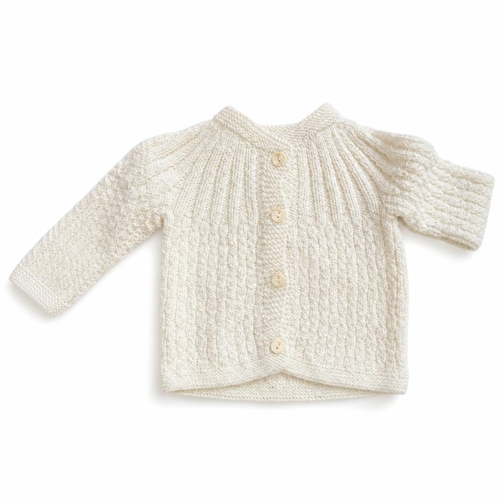 White Cable-knit Button Cardigan, Baby - pre-loved at Why Go Less, Lebanon