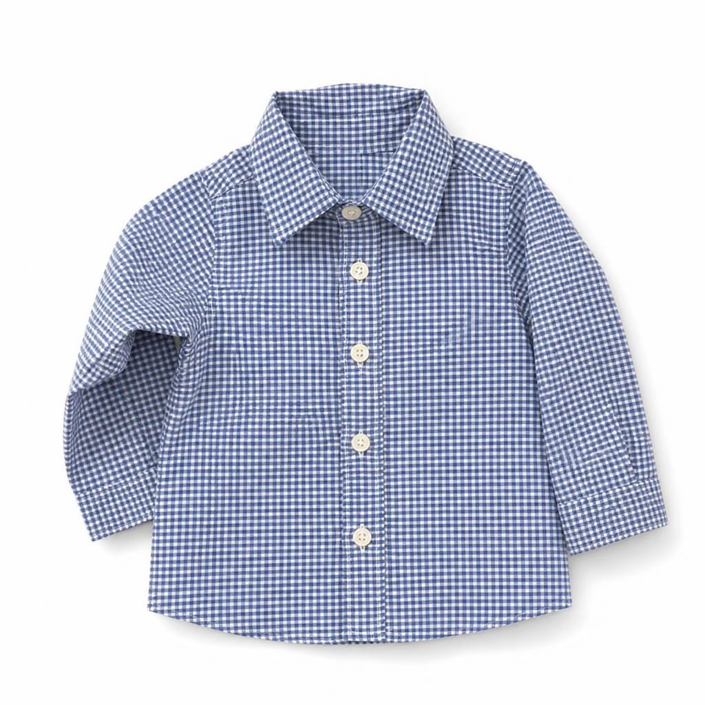 Blue Gingham Check Shirt, Toddler Boy - pre-loved at Why Go Less, Lebanon