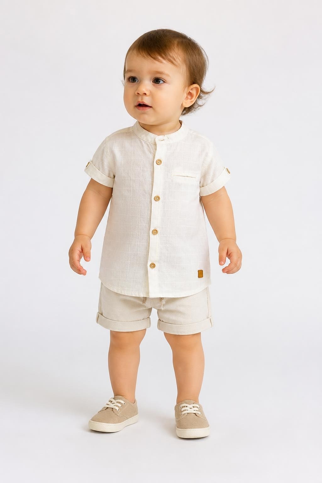 Zara Mandarin Collar White Shirt 18/24m - pre-loved at Why Go Less, Lebanon