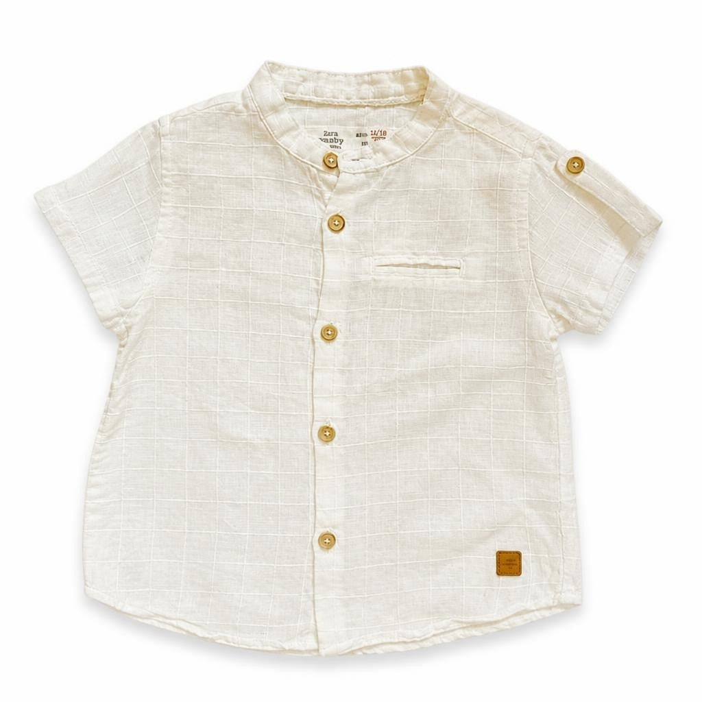 Zara Mandarin Collar White Shirt 18/24m - pre-loved at Why Go Less, Lebanon