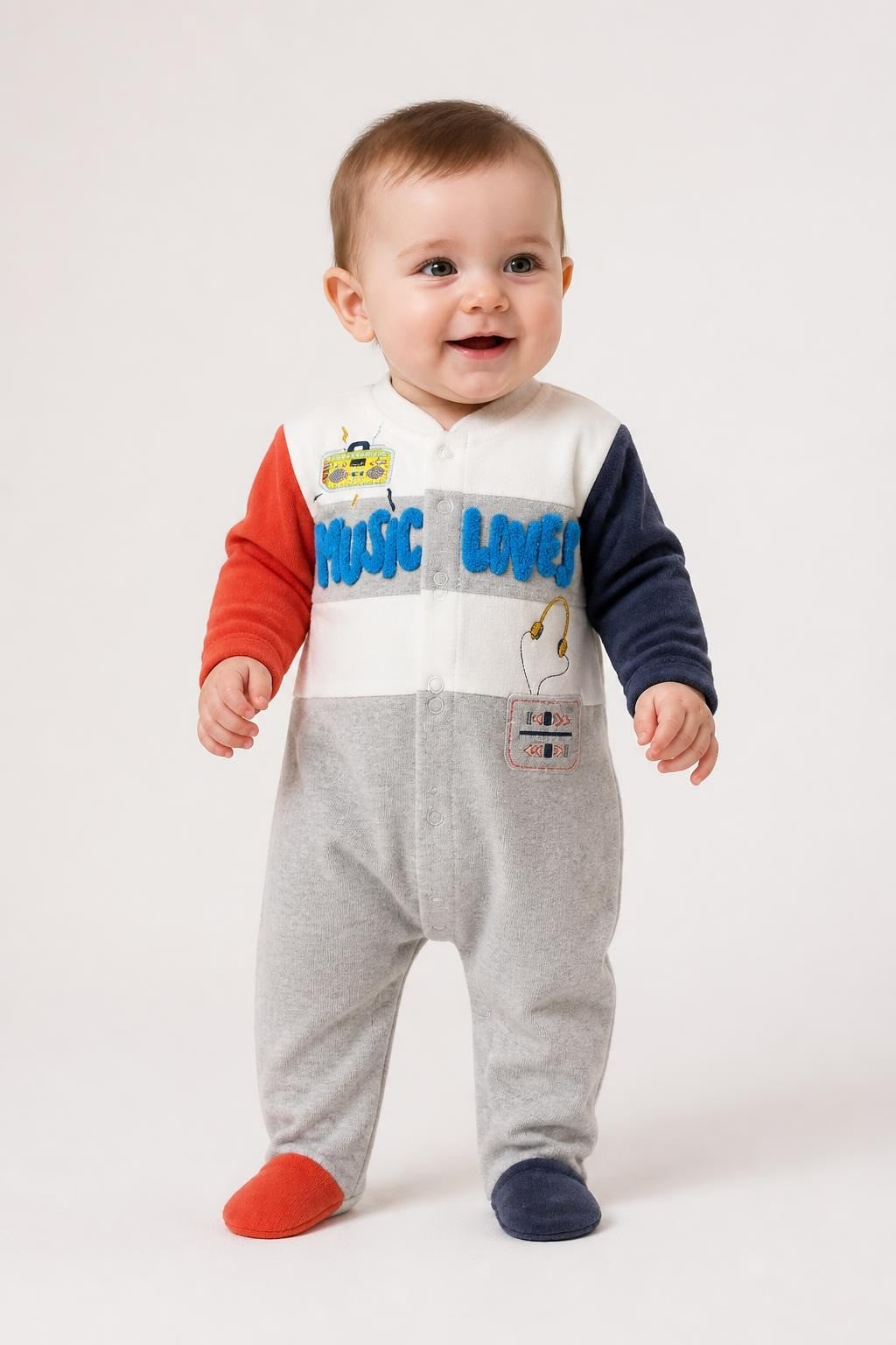 Baby Velour Music-themed Footed Romper 3-6M - pre-loved at Why Go Less, Lebanon