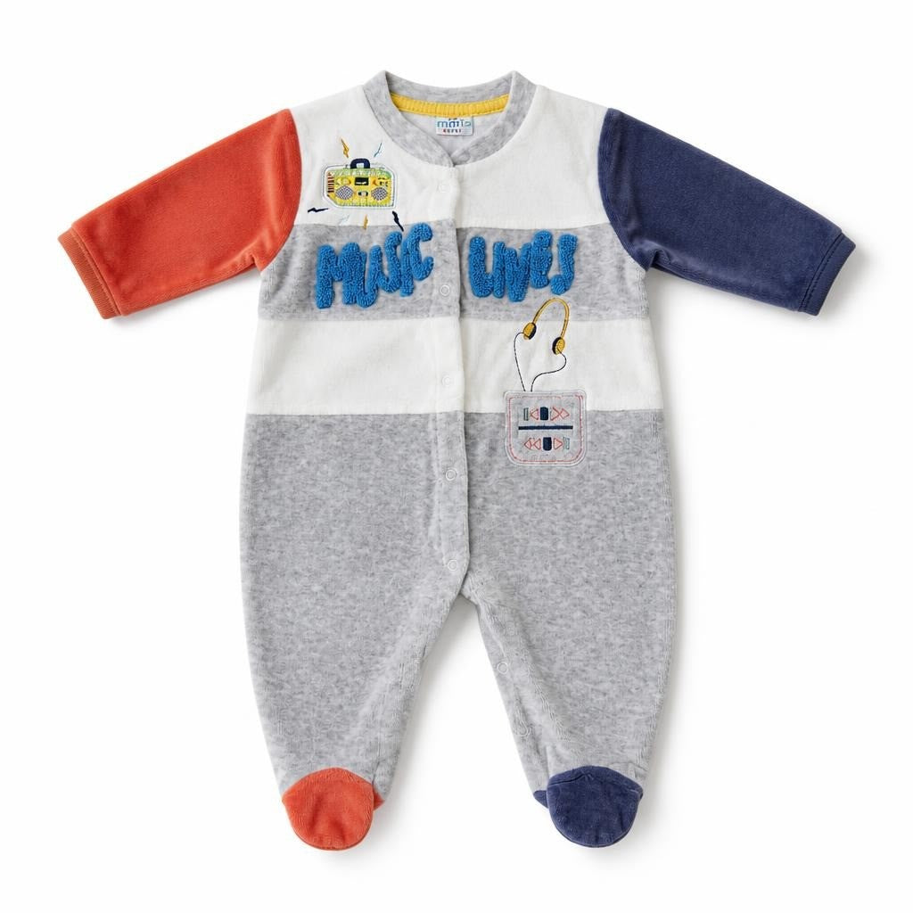 Baby Velour Music-themed Footed Romper 3-6M - pre-loved at Why Go Less, Lebanon