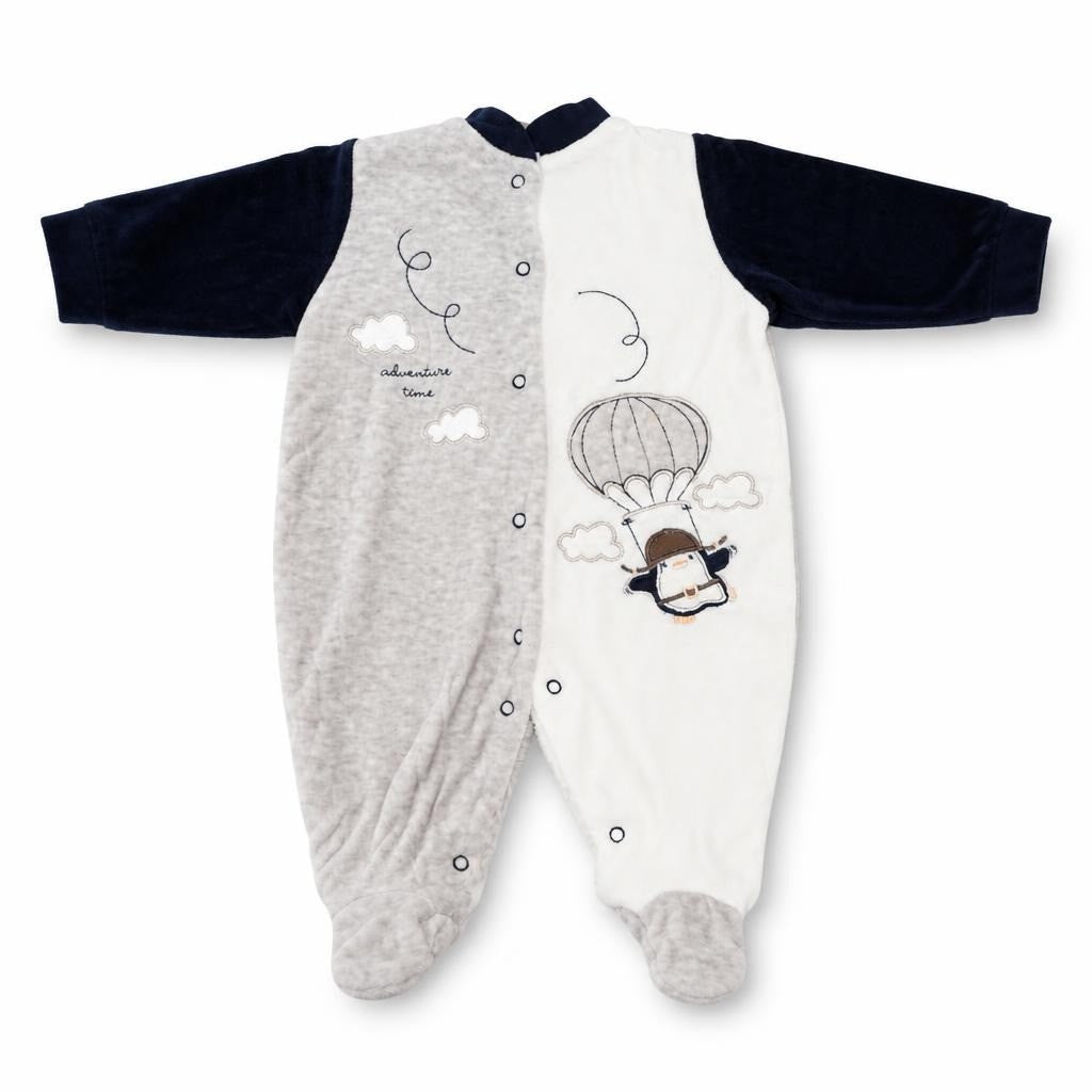 Bebinna Adventure Penguin Velour Baby Romper 3-6M - pre-loved at Why Go Less, Lebanon