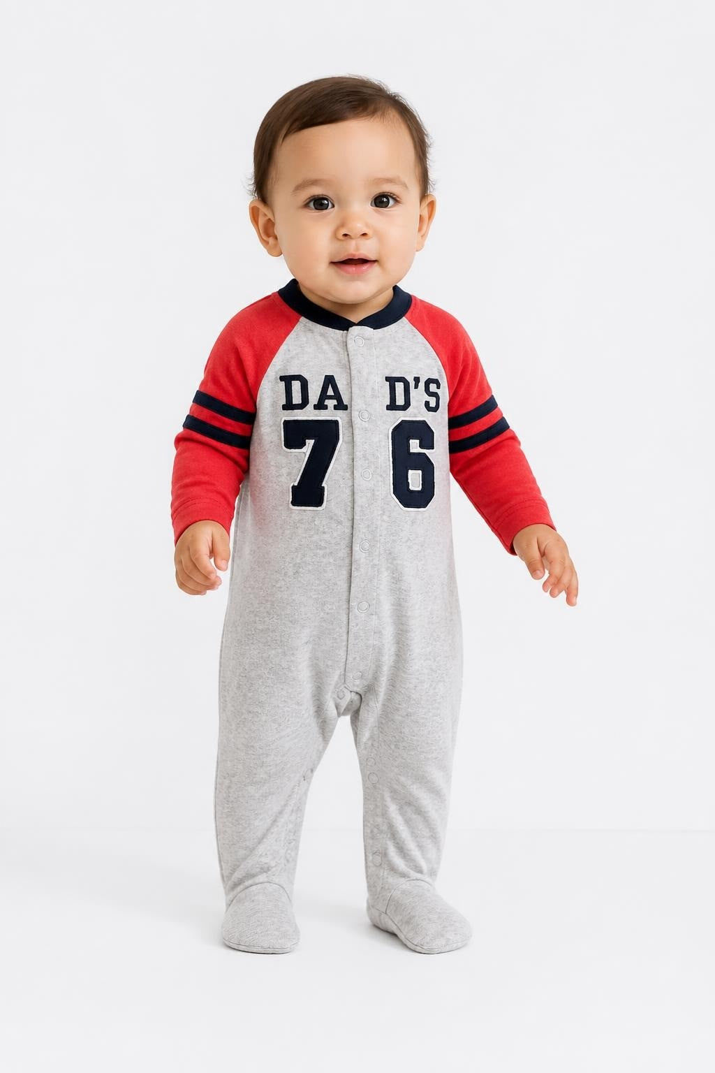 Junior DAD'S 76 All Star Baby Sleepsuit Grey/red - pre-loved at Why Go Less, Lebanon