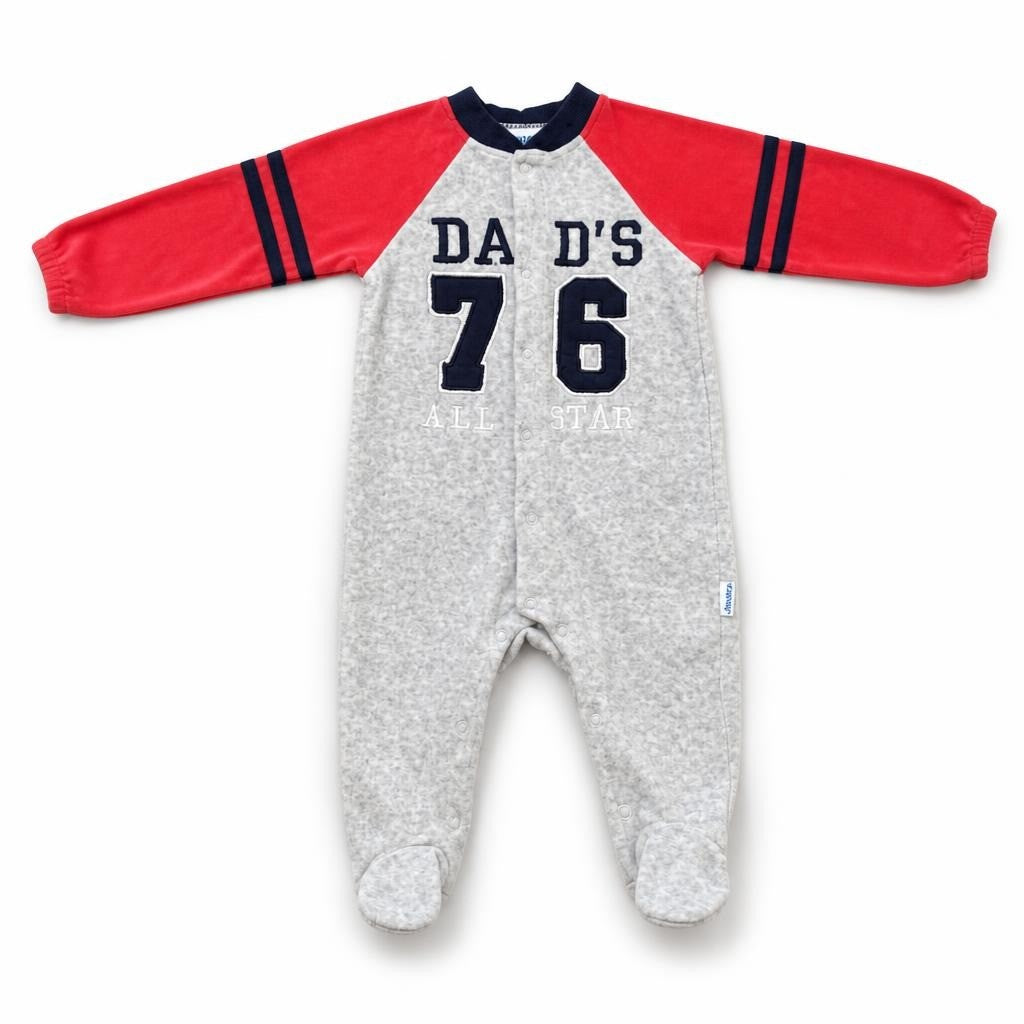 Junior DAD'S 76 All Star Baby Sleepsuit Grey/red - pre-loved at Why Go Less, Lebanon