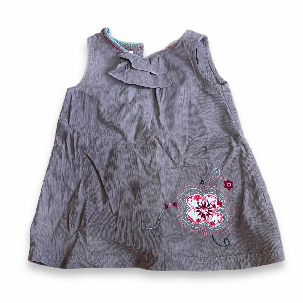 Baby Girl Grey Corduroy Sleeveless Dress Butterfly - pre-loved at Why Go Less, Lebanon