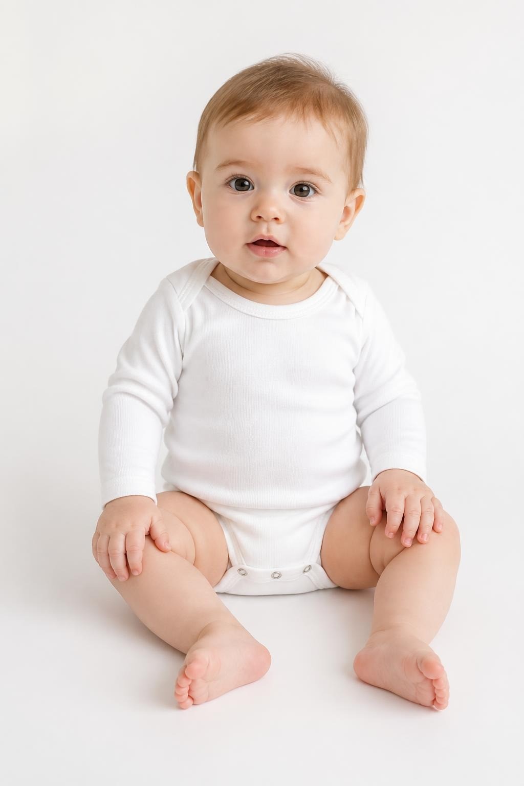 Doucette White Long-sleeve Bodysuit Baby - pre-loved at Why Go Less, Lebanon