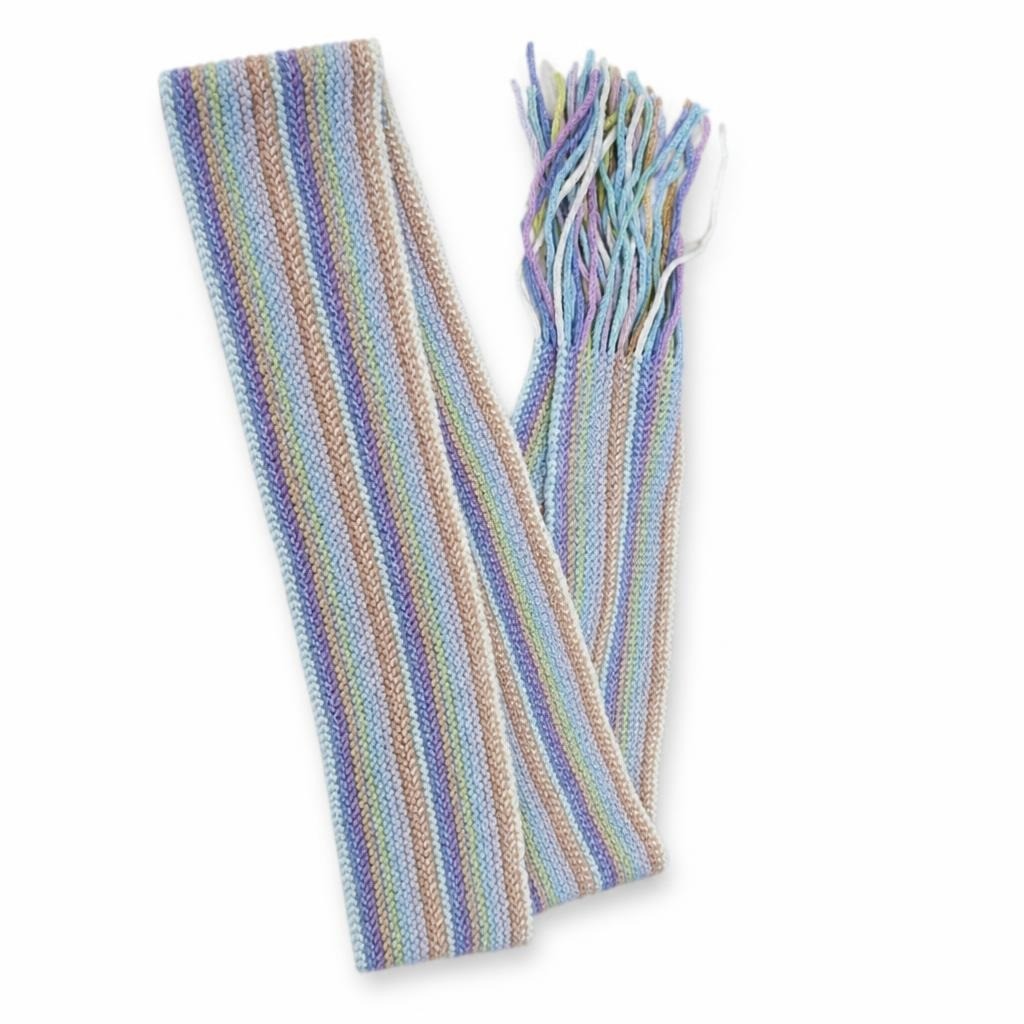 Handmade Multicolor Striped Knit Scarf Fringed - pre-loved at Why Go Less, Lebanon