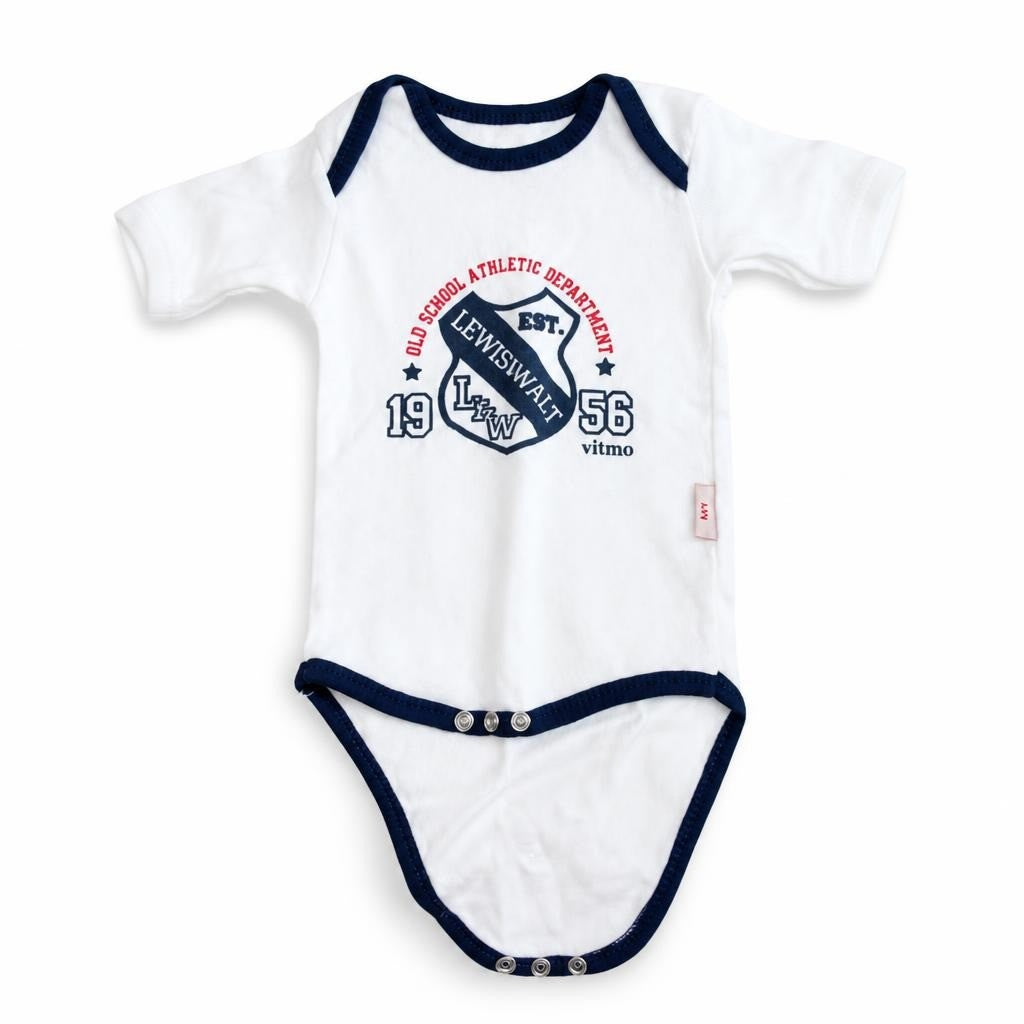 Lewis Walt Baby Bodysuit White Navy - pre-loved at Why Go Less, Lebanon