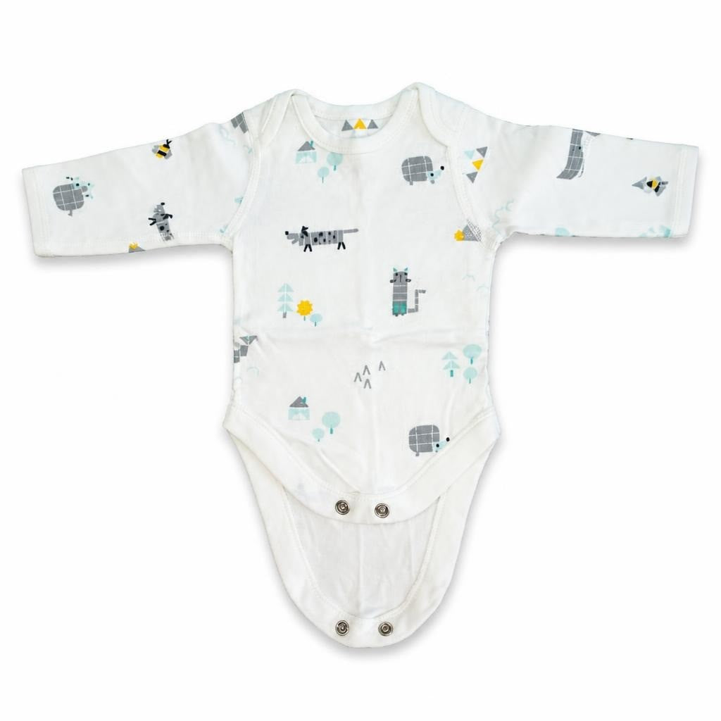 Printed Baby Long Sleeve Bodysuit White - pre-loved at Why Go Less, Lebanon