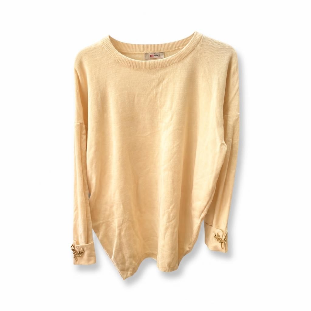 Cream Knit Sweater with Cuff Detail - pre-loved at Why Go Less, Lebanon