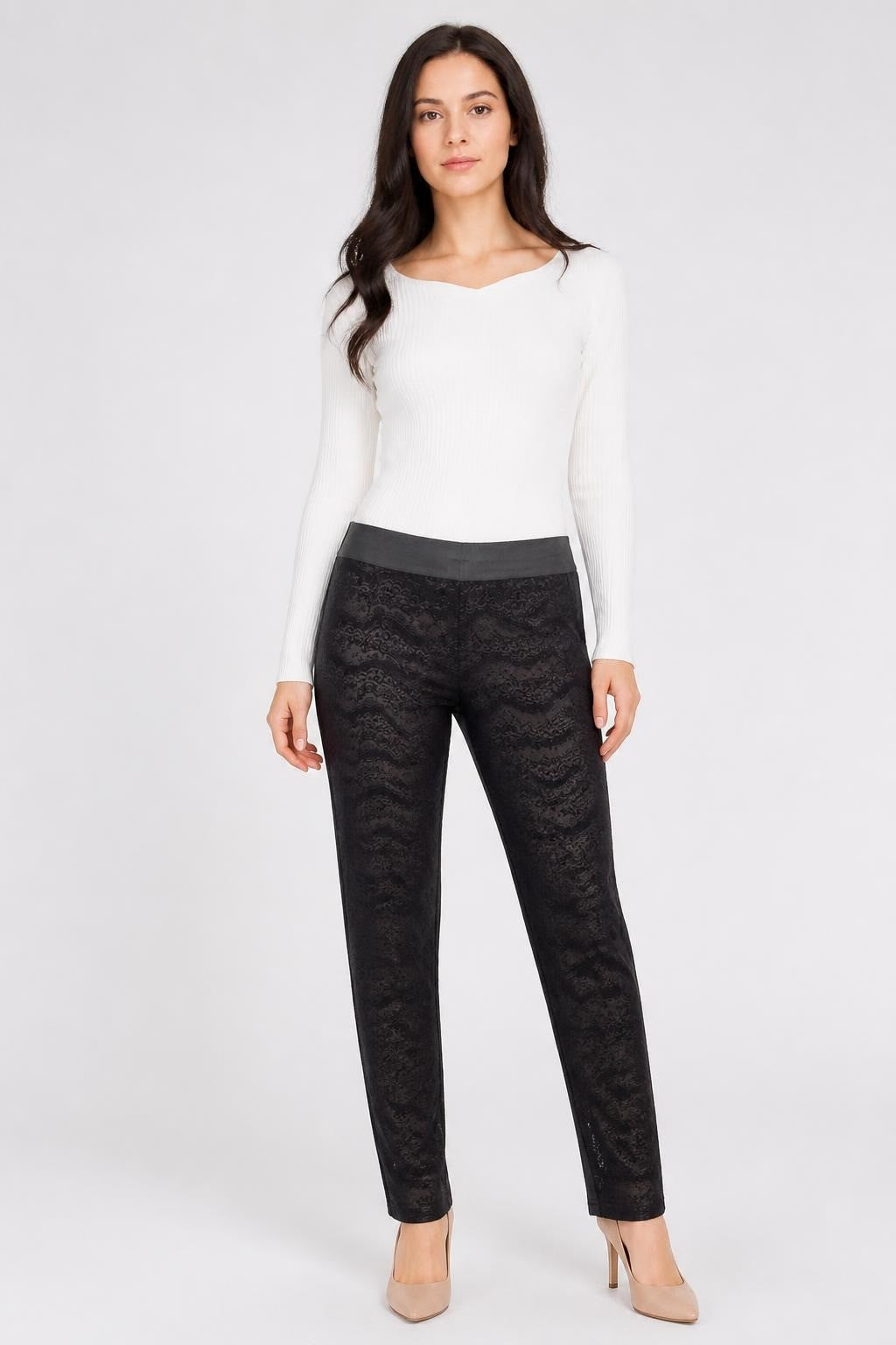 Black Lace-overlay Leggings - pre-loved at Why Go Less, Lebanon