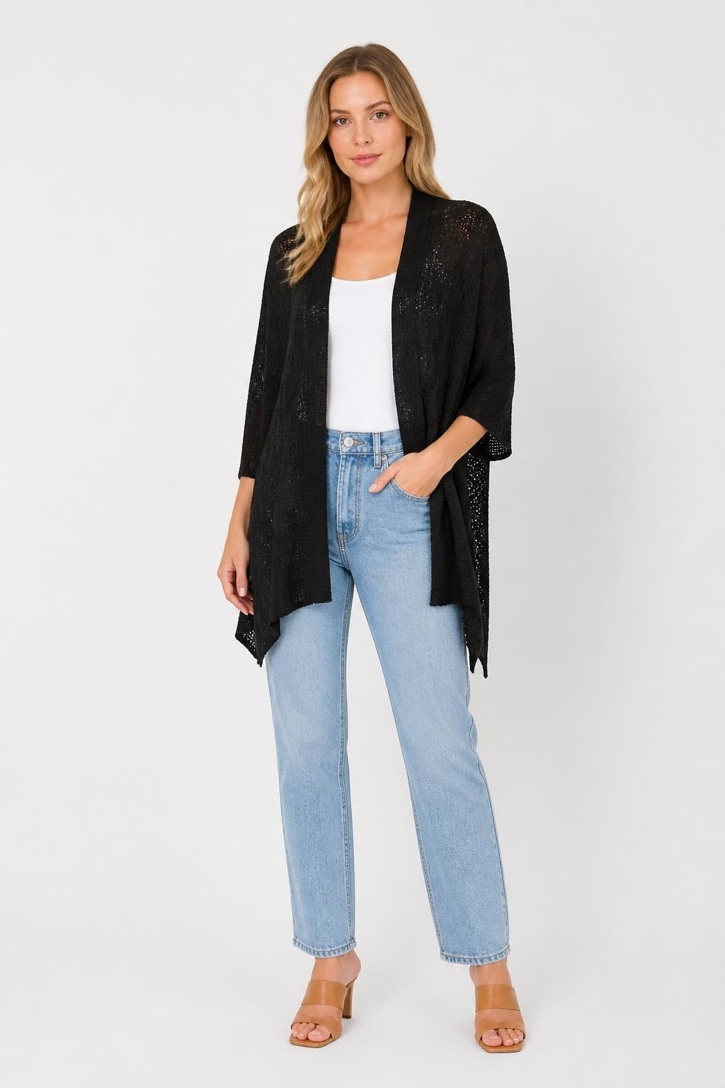 Passion Black Open-front Knit Cardigan - pre-loved at Why Go Less, Lebanon