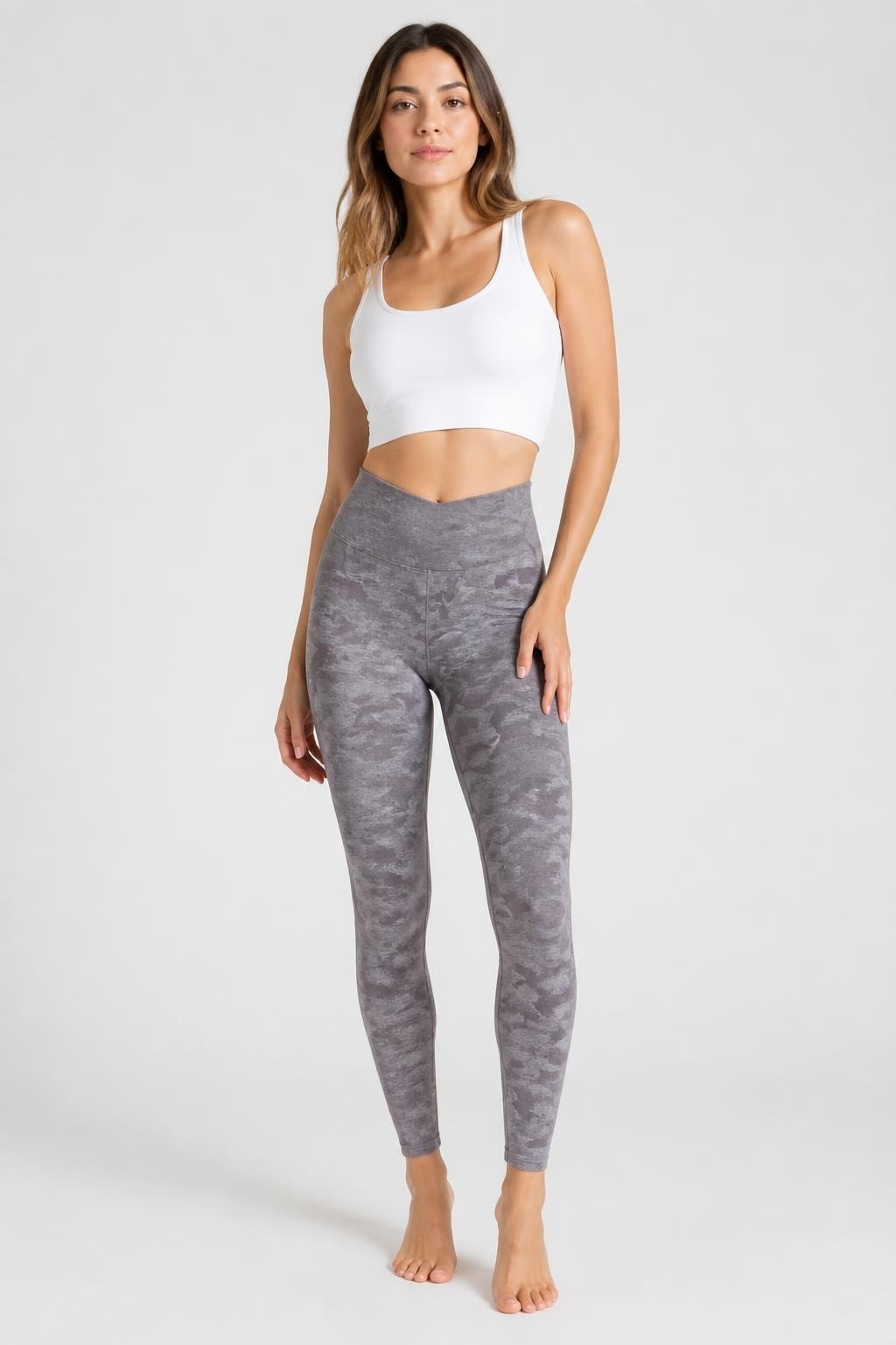 Gym Shark Grey Camo Seamless High-waist Leggings - pre-loved at Why Go Less, Lebanon