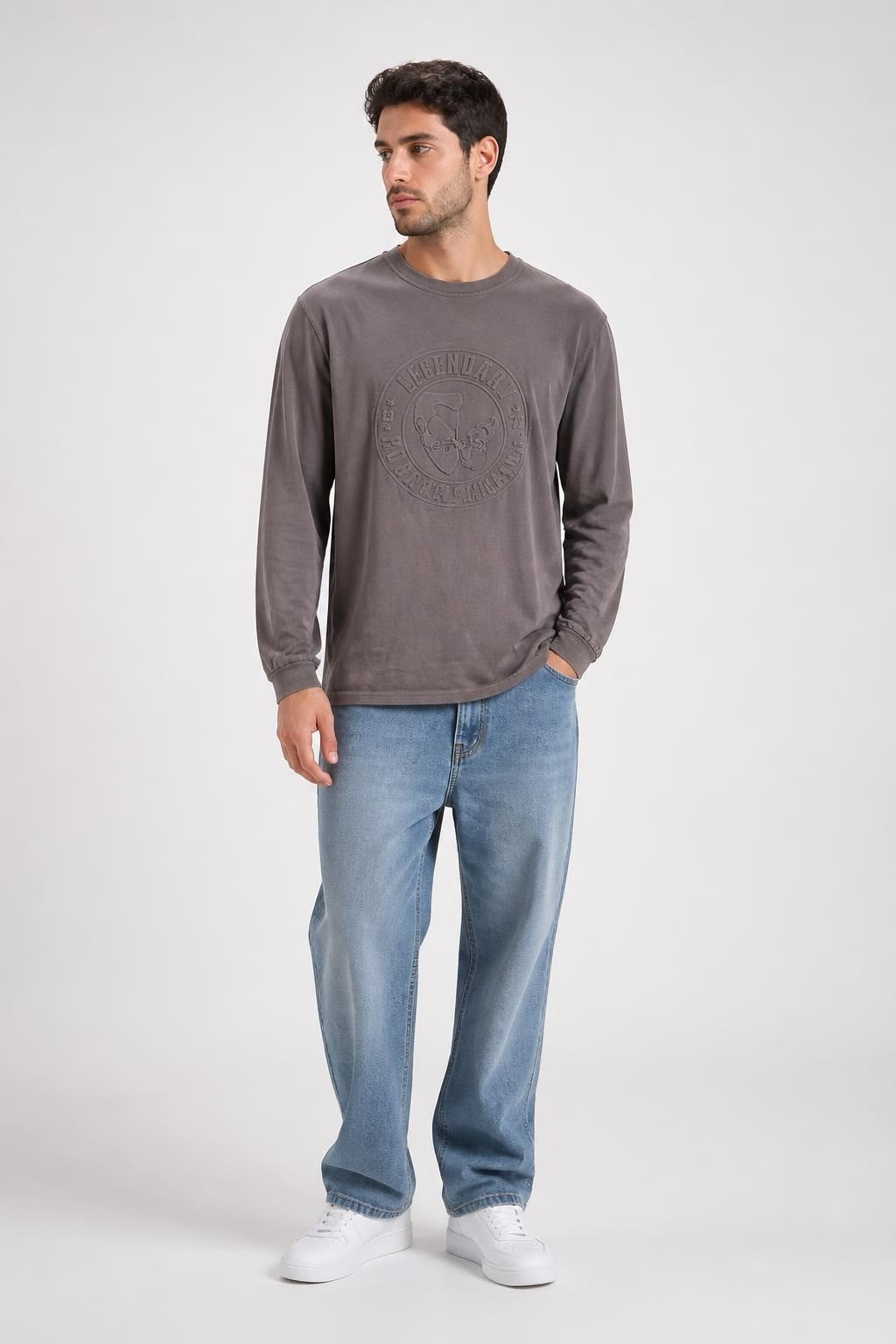 Jack & Jones Originals Graphic Sweatshirt, Brown M - pre-loved at Why Go Less, Lebanon