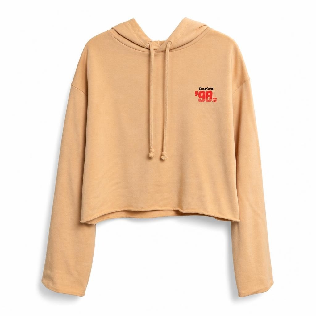 '90s Authentic Atmosphere Crop Hoodie, Beige - pre-loved at Why Go Less, Lebanon