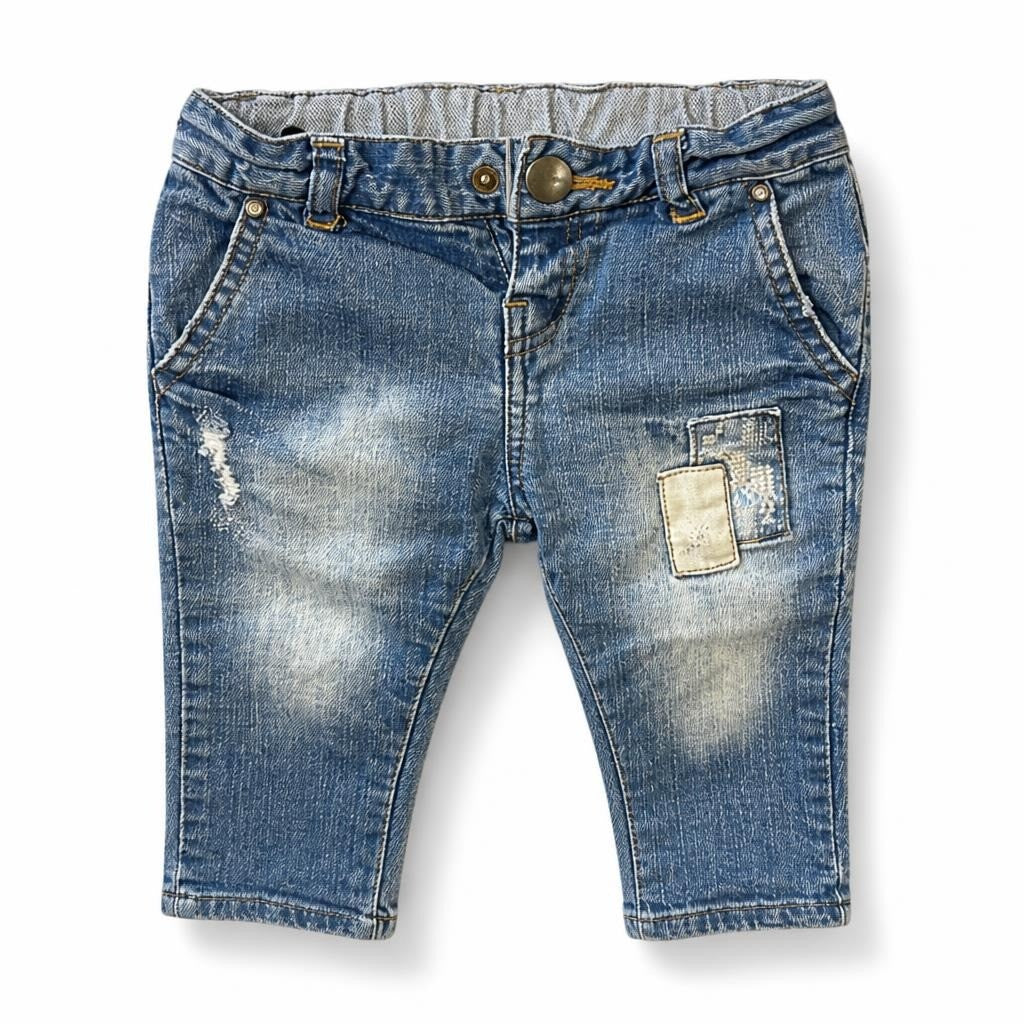 Zara Baby Distressed Jeans Blue 6-9M - pre-loved at Why Go Less, Lebanon