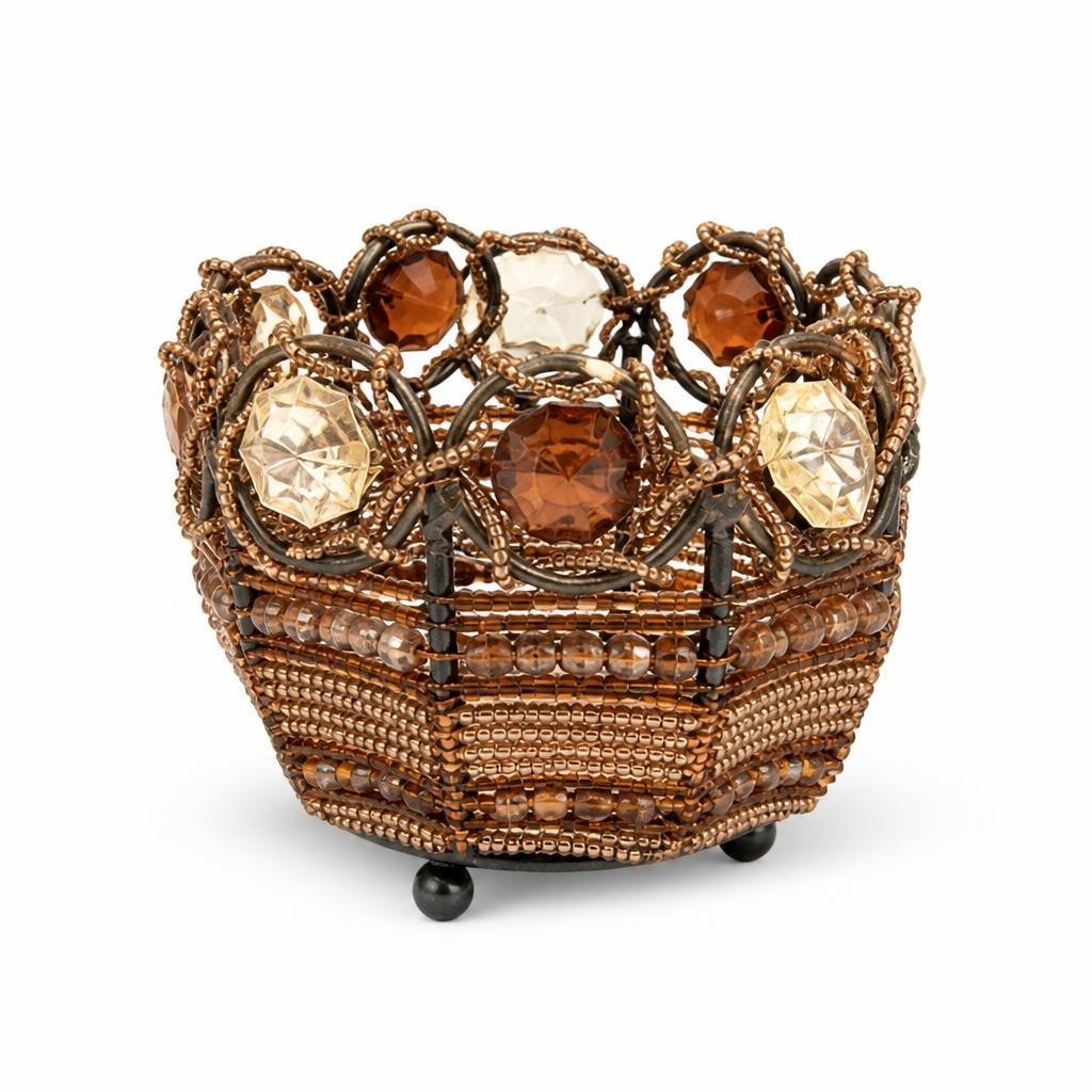 Bronze Beaded Jeweled Vintage Crown/tiara Headpiece - pre-loved at Why Go Less, Lebanon