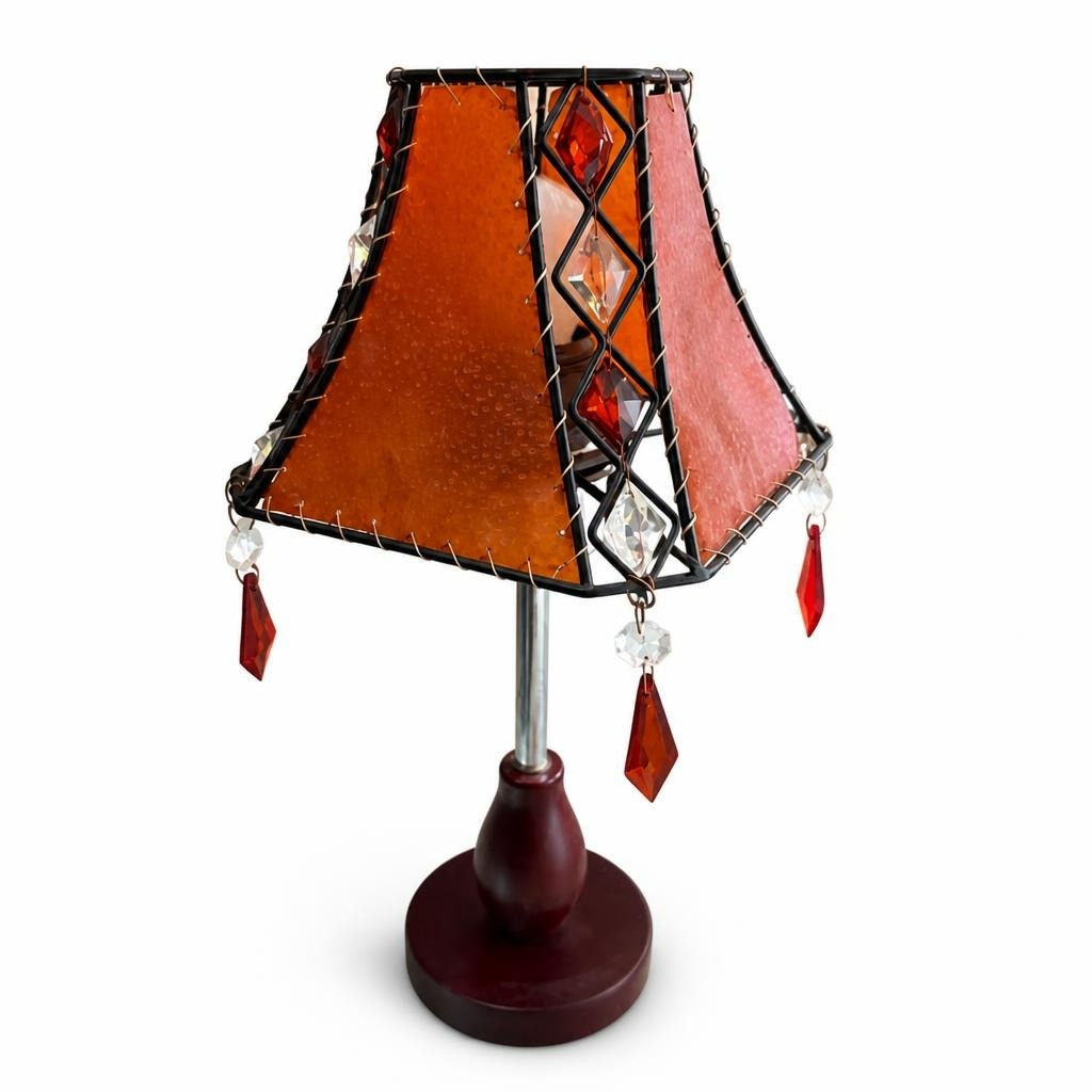 Amber & Black Wire Lamp with Crystal Drops - pre-loved at Why Go Less, Lebanon